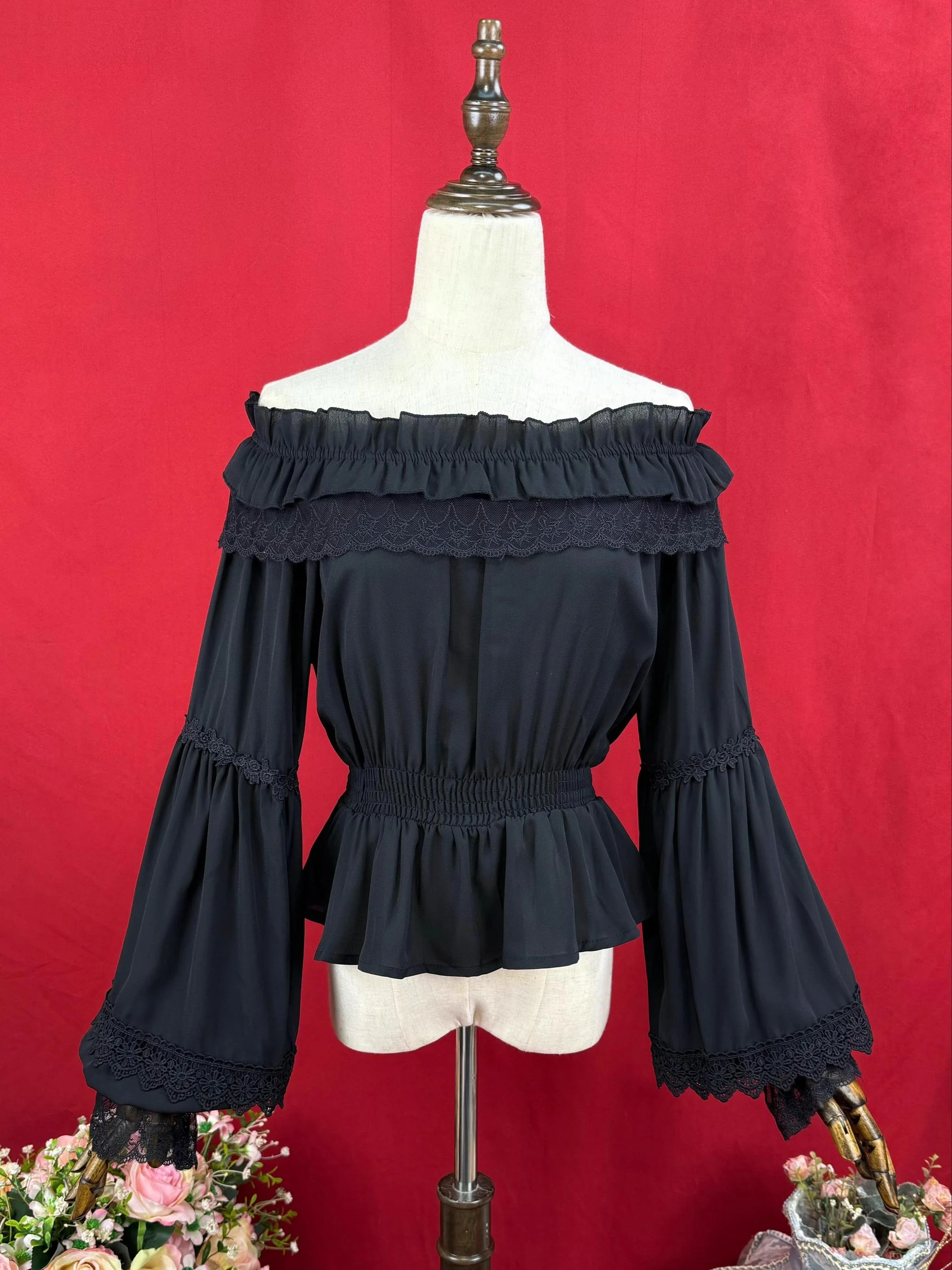 Chiffon Off-Shoulder Classic Lolita Blouse - Image 4