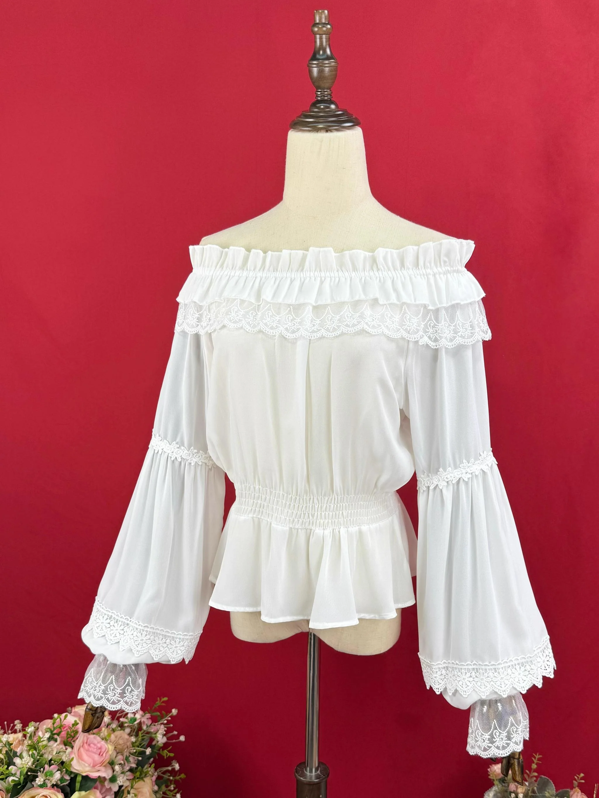 Chiffon Off-Shoulder Classic Lolita Blouse - Image 8