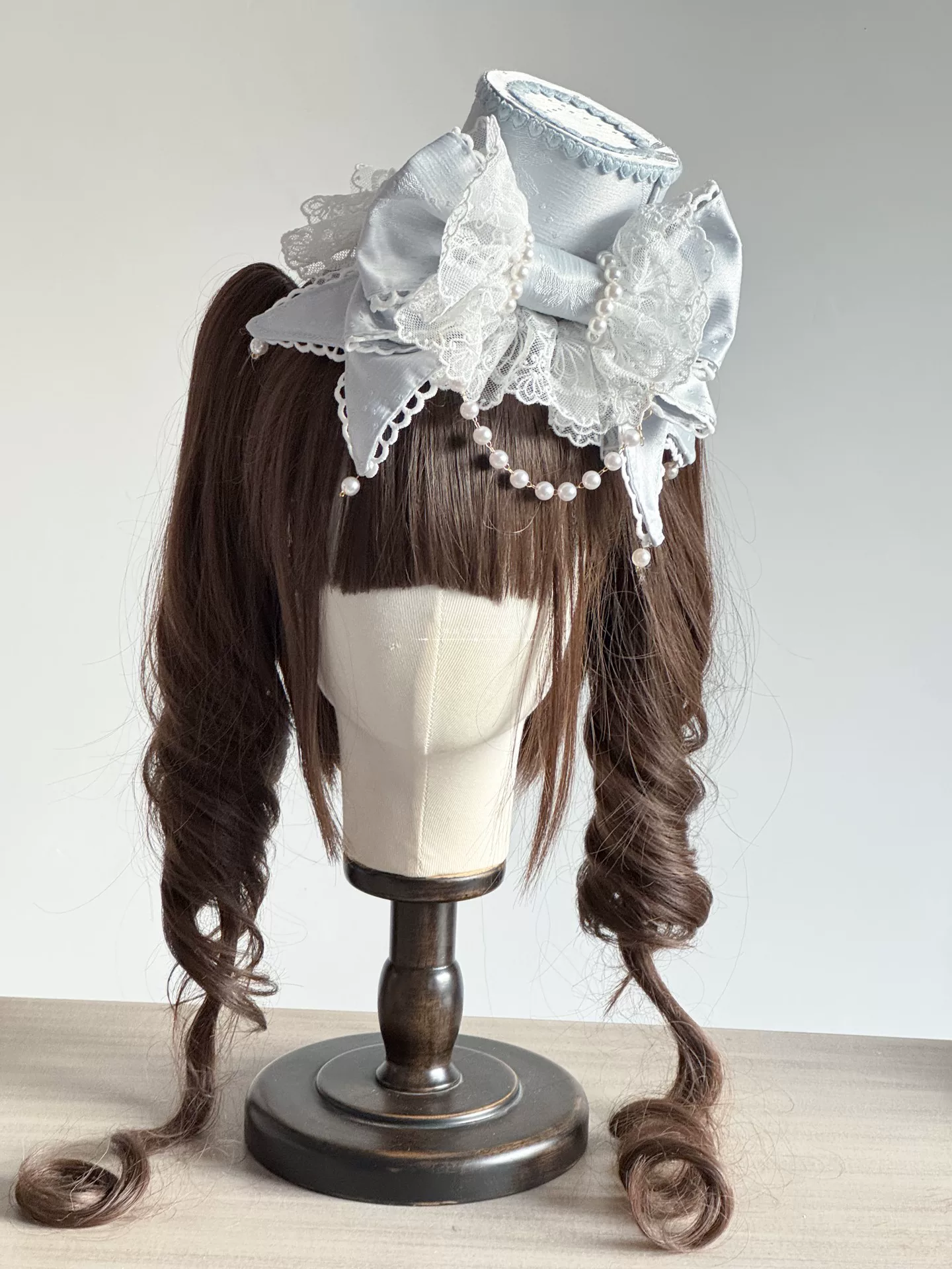 Sweet Lolita Bowknot Top Hat, Lace & Pearl Detail - Image 10