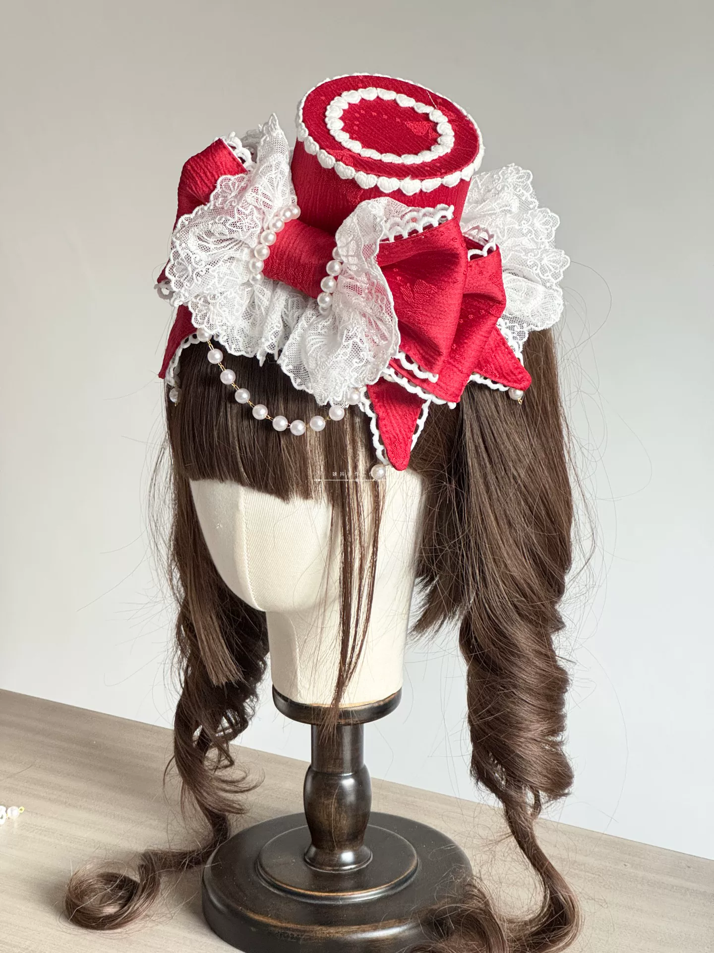 Sweet Lolita Bowknot Top Hat, Lace & Pearl Detail - Image 12