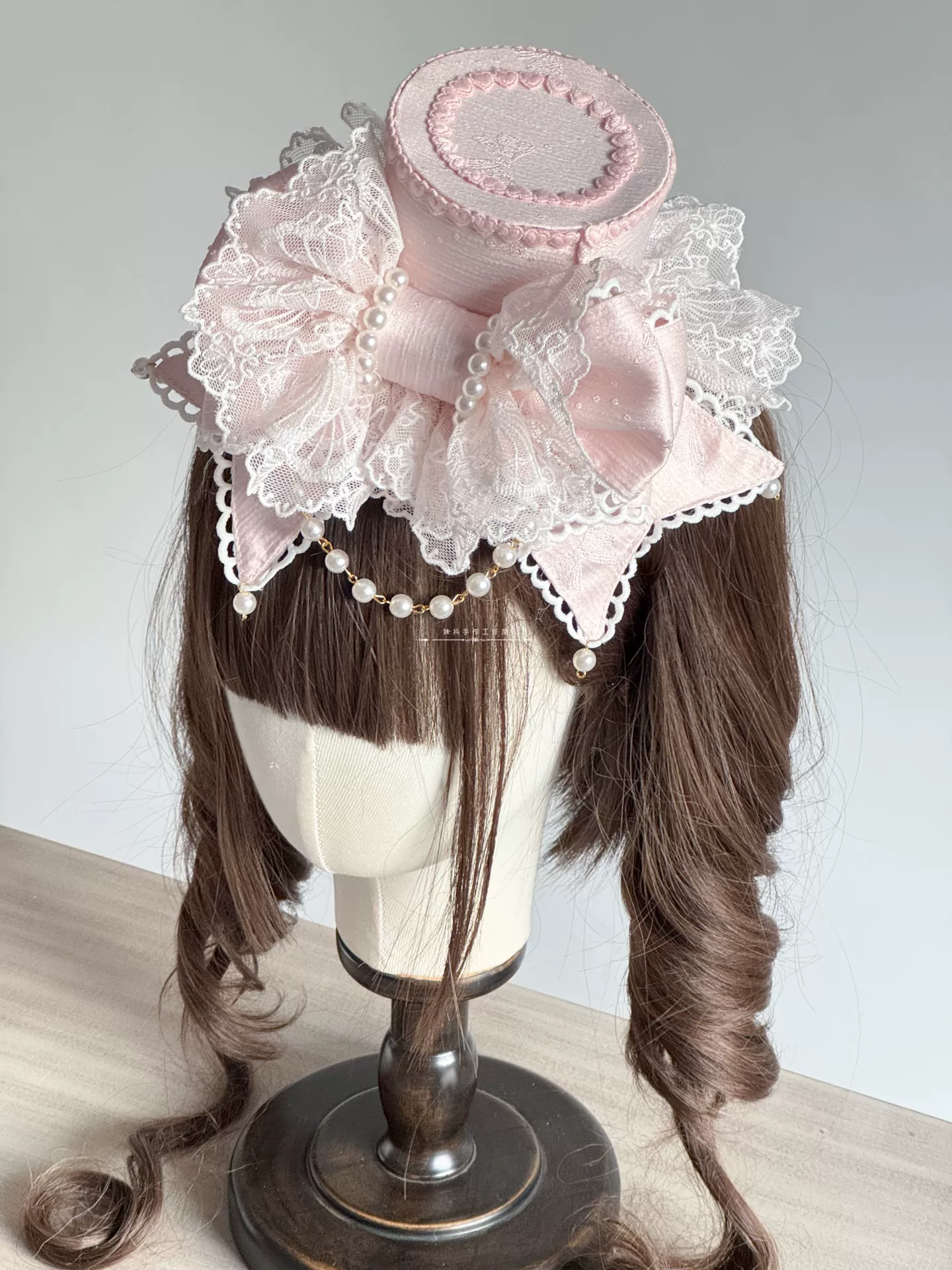 Sweet Lolita Bowknot Top Hat, Lace & Pearl Detail - Image 15
