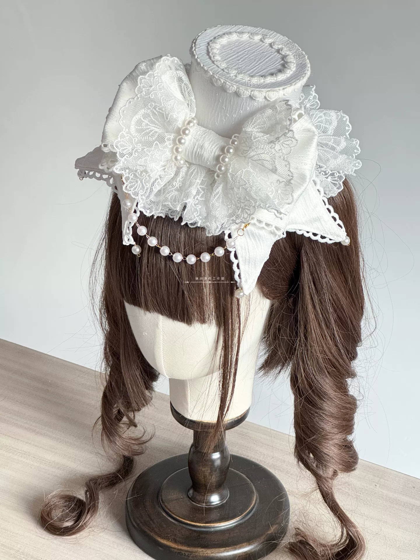 Sweet Lolita Bowknot Top Hat, Lace & Pearl Detail - Image 17