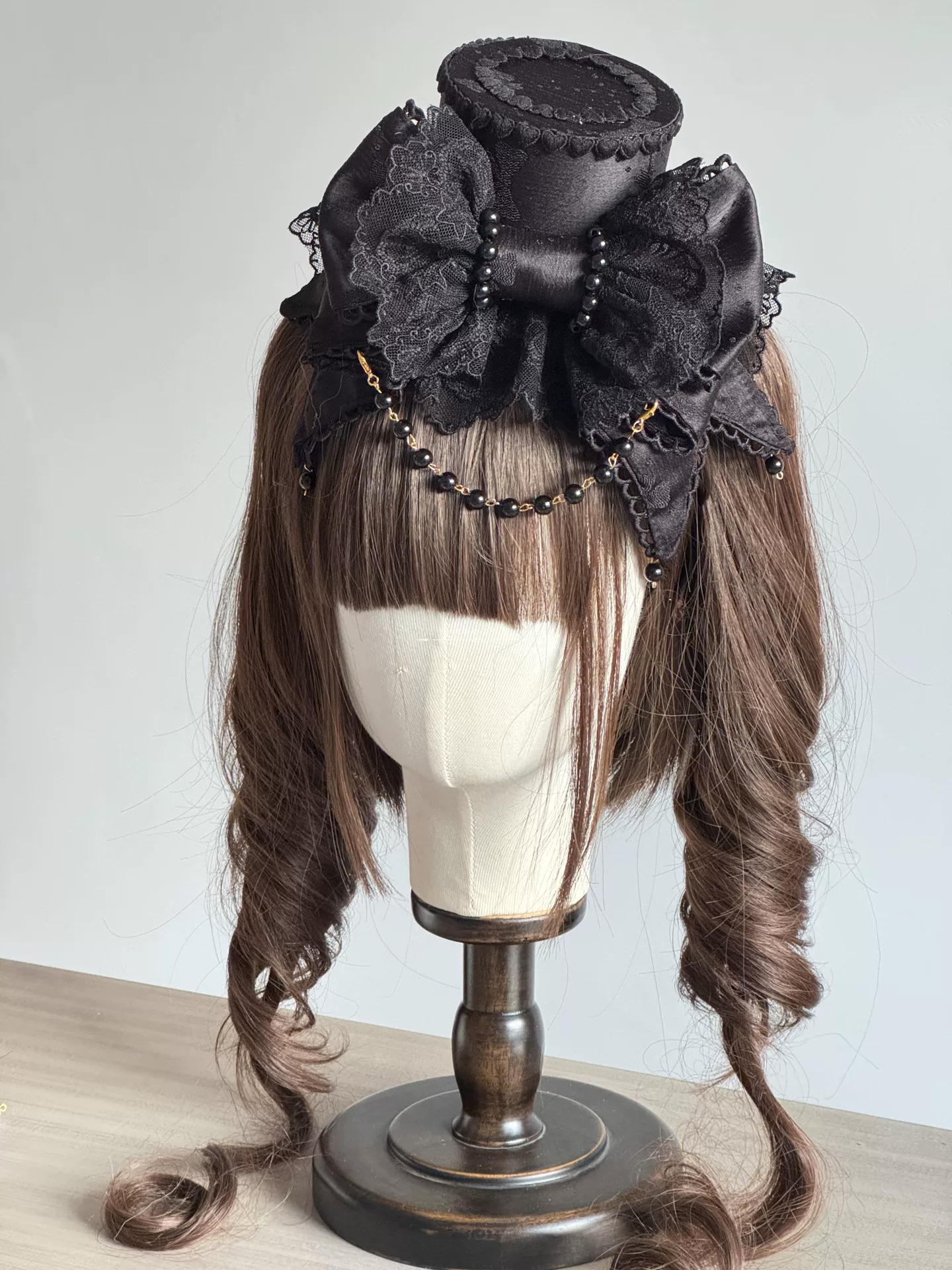 Sweet Lolita Bowknot Top Hat, Lace & Pearl Detail - Image 20