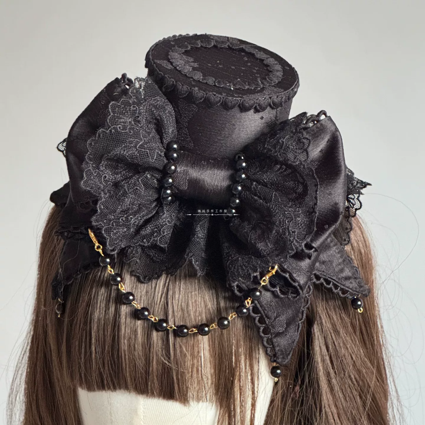 Sweet Lolita Bowknot Top Hat, Lace & Pearl Detail - Image 21