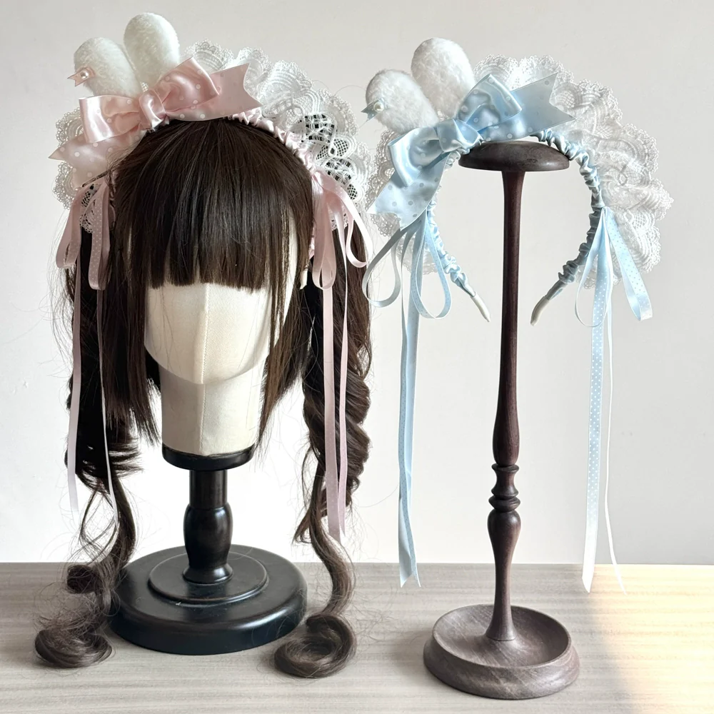 Sweet Lolita Bunny Ear Headband, Customizable Color - Image 3
