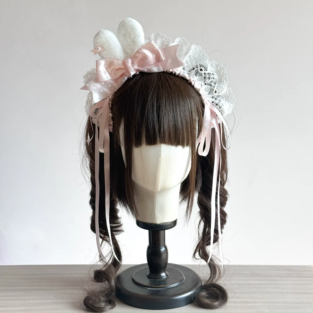 Sweet Lolita Bunny Ear Headband, Customizable Color - Image 4