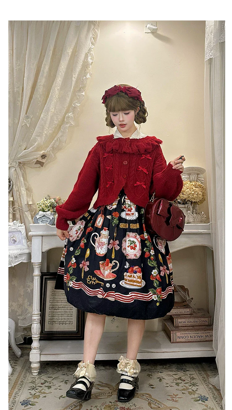Napoleon Pastry - Sweet Lolita Cardigan, Detachable Bows - Image 21