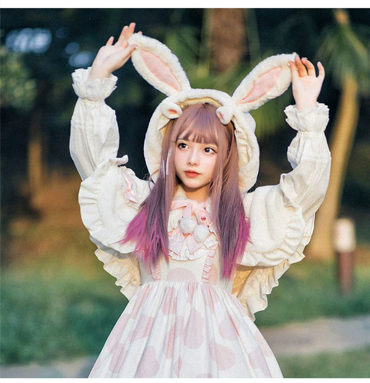 Teddy Bear - Sheer Lolita Cardigan Long Sleeve Lolita Cape Rabbit Ear - Image 6