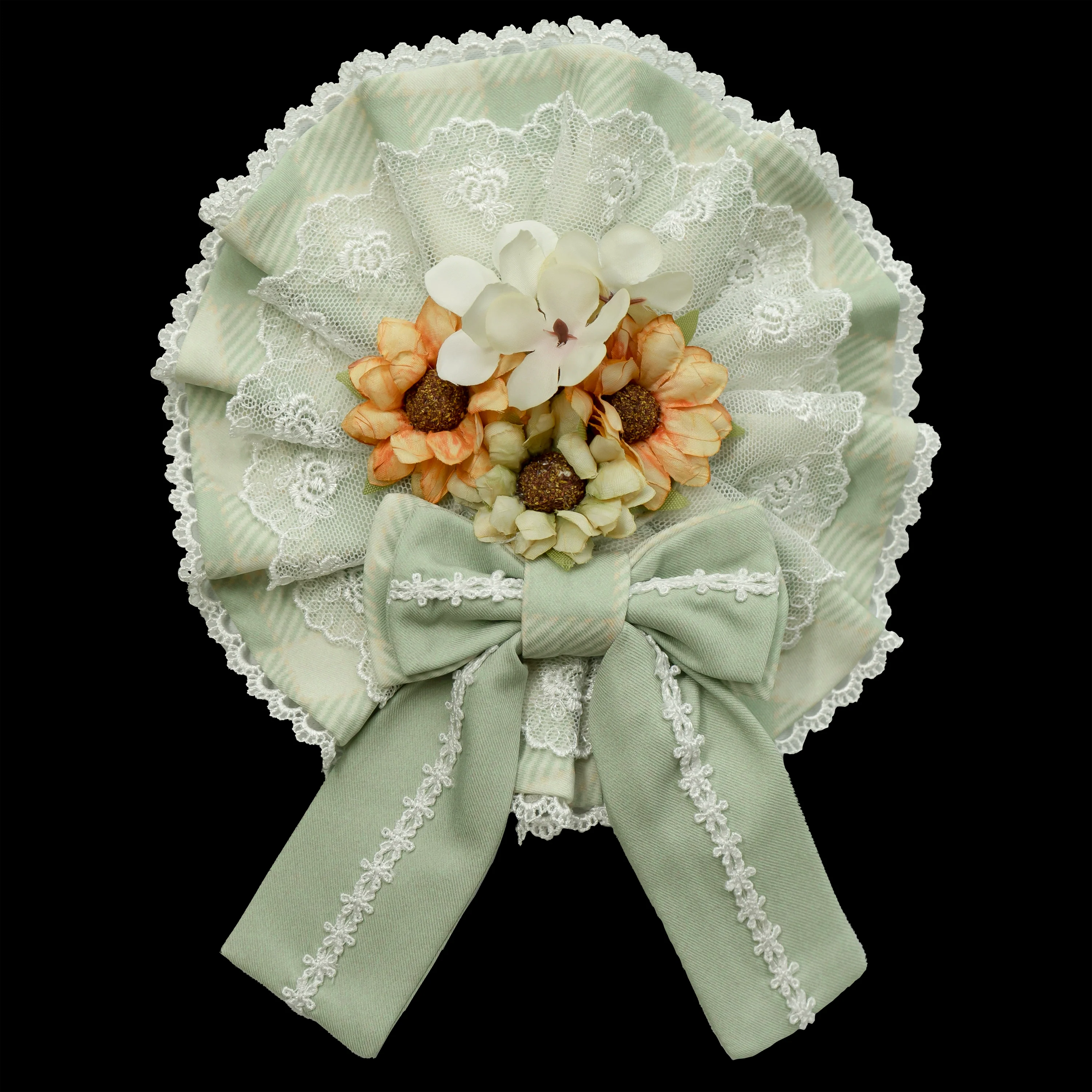 Chaton Jardin - Sunny Cat - Sweet Lolita Cat Ear KC Plaid Flower Ball Brooch - Image 10