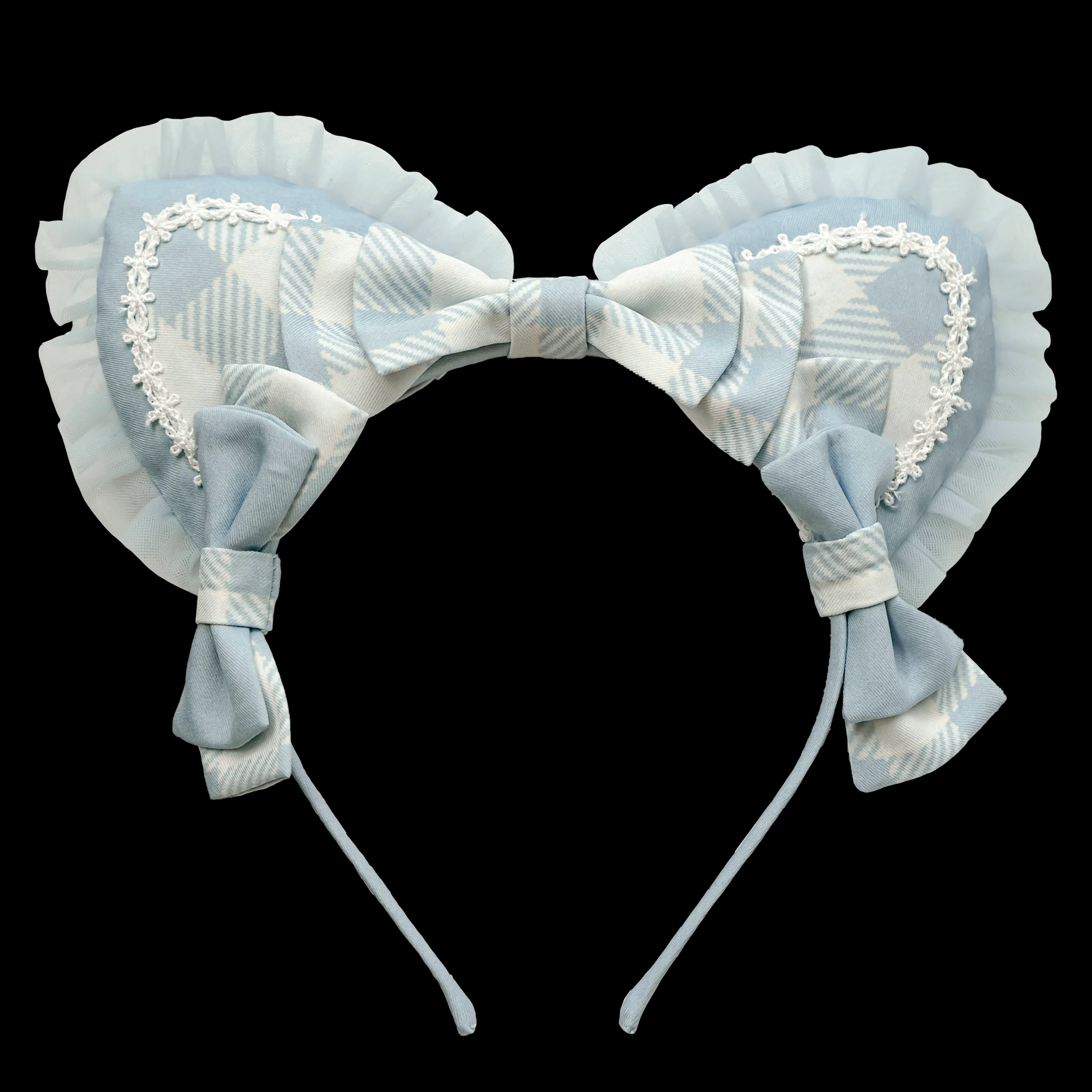 Chaton Jardin - Sunny Cat - Sweet Lolita Cat Ear KC Plaid Flower Ball Brooch - Image 7