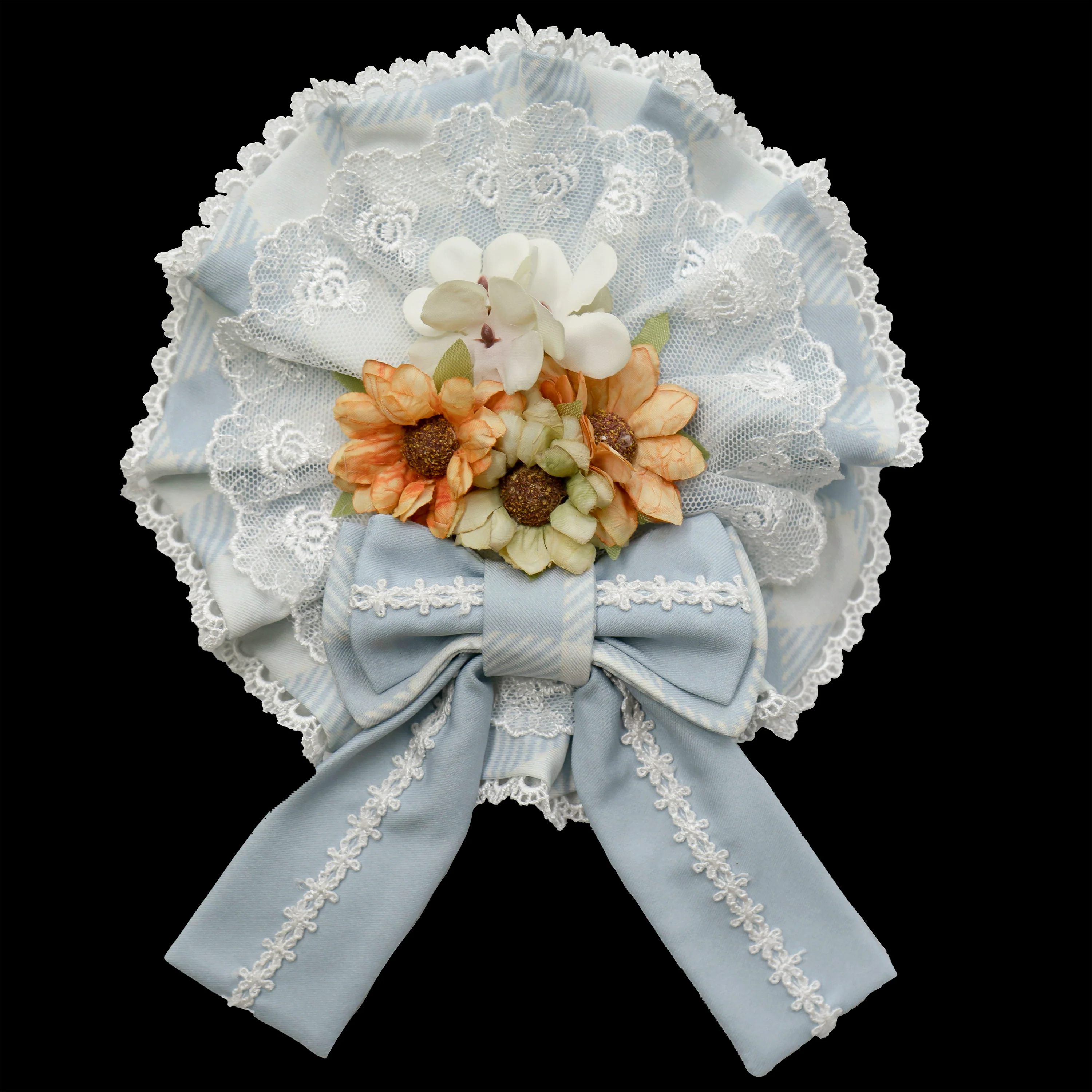 Chaton Jardin - Sunny Cat - Sweet Lolita Cat Ear KC Plaid Flower Ball Brooch - Image 8
