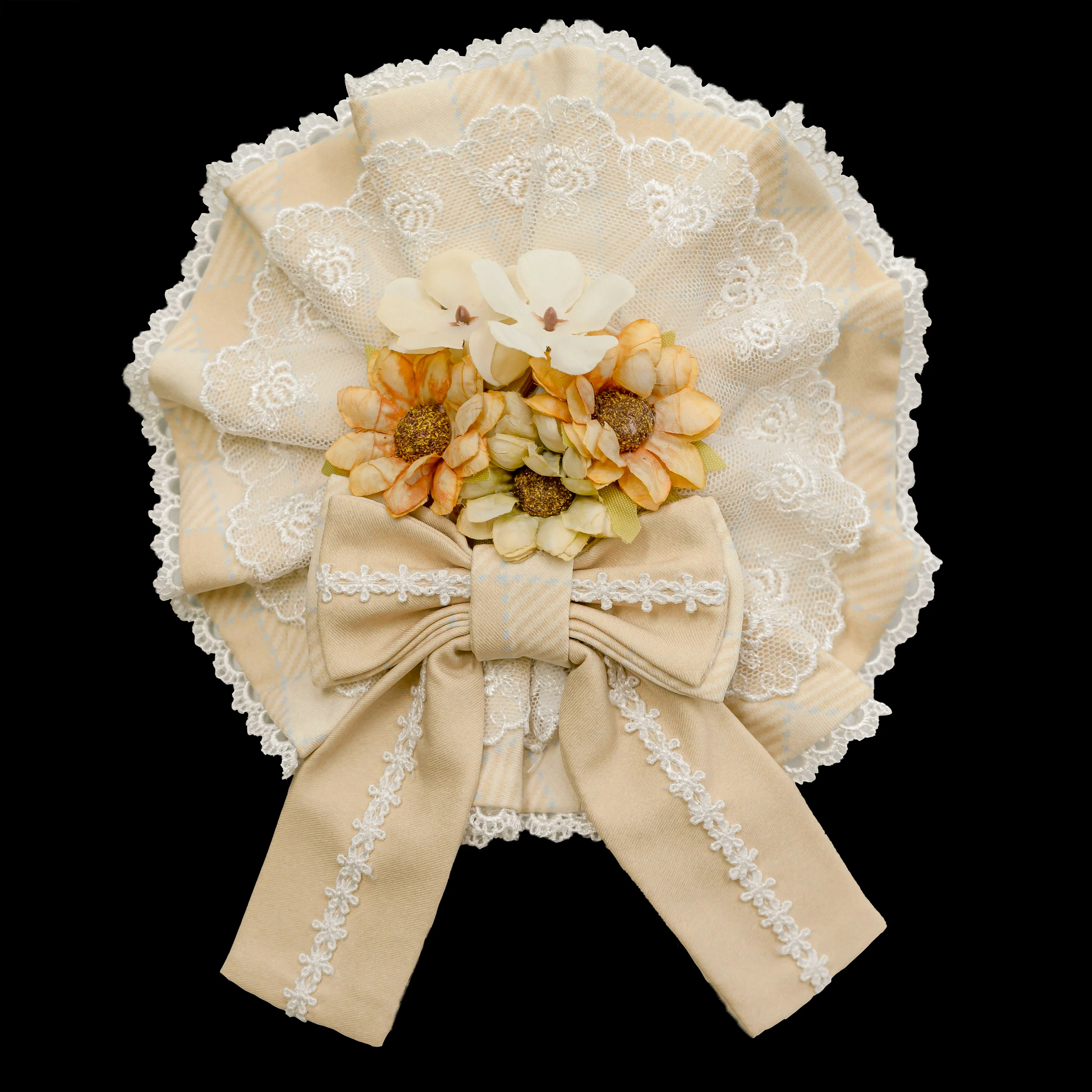 Chaton Jardin - Sunny Cat - Sweet Lolita Cat Ear KC Plaid Flower Ball Brooch - Image 9