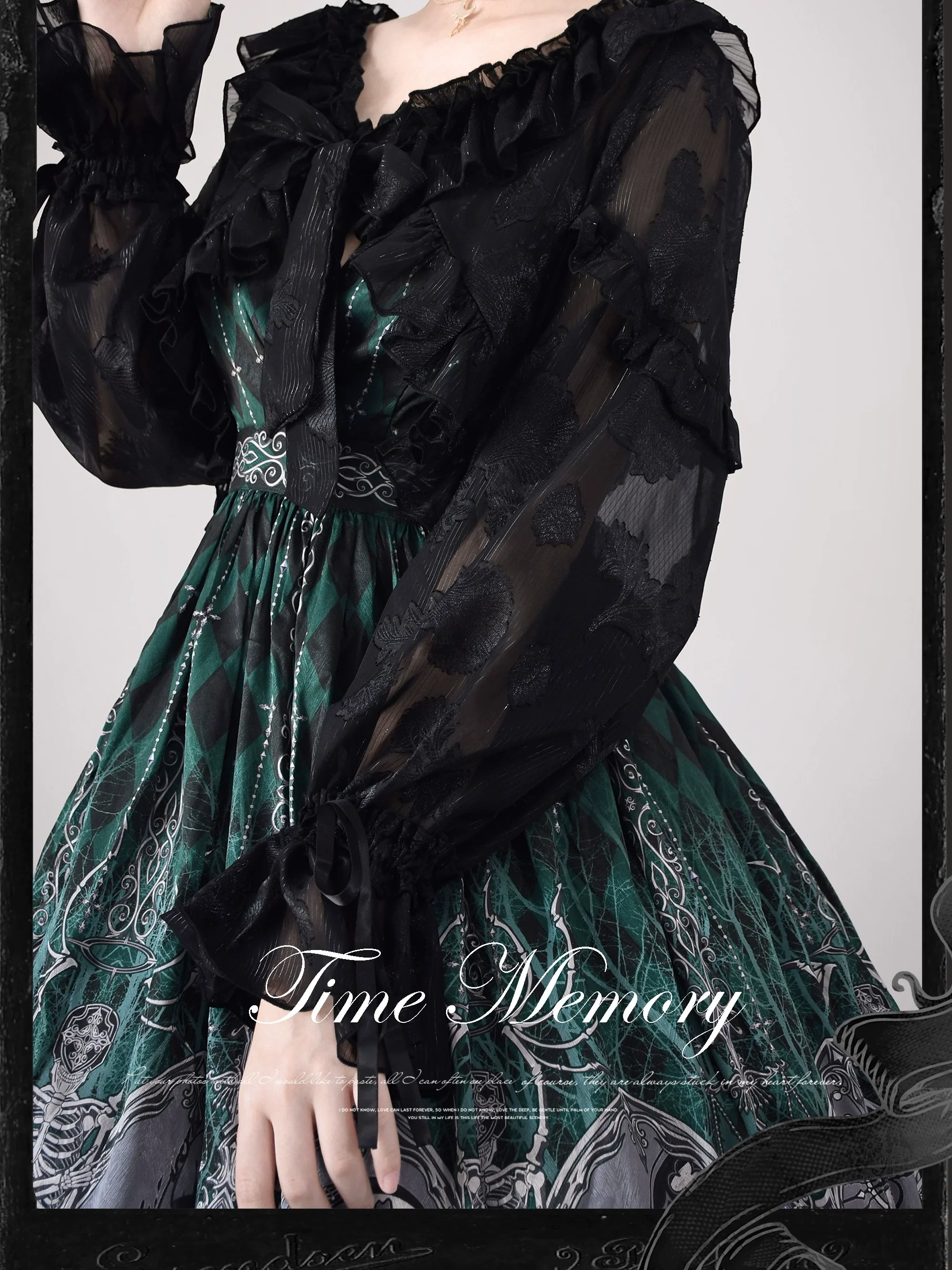 Xianbei - Sweet Lolita Chiffon Lantern Sleeve Cardigan with Bow - Image 11