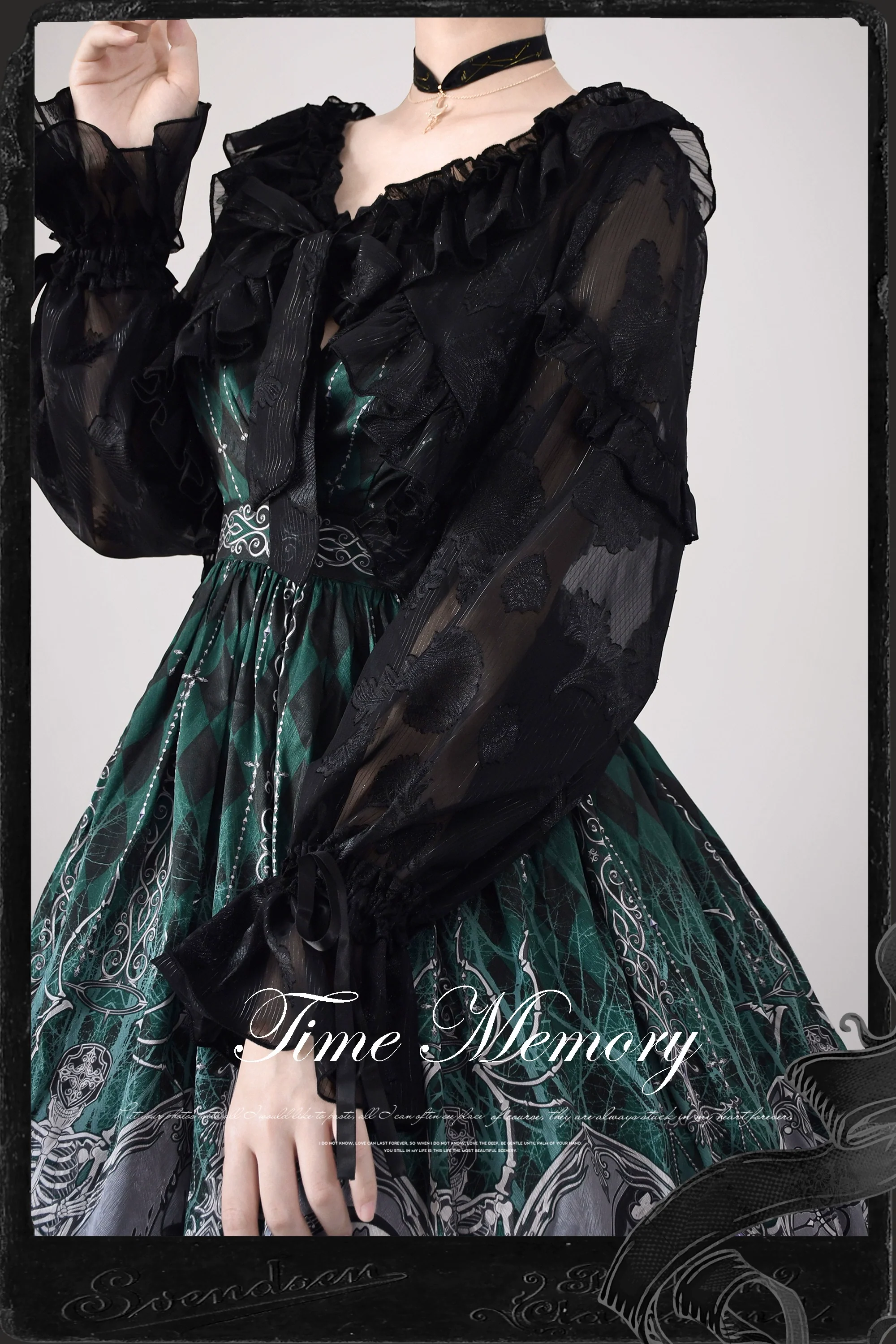 Xianbei - Sweet Lolita Chiffon Lantern Sleeve Cardigan with Bow - Image 12