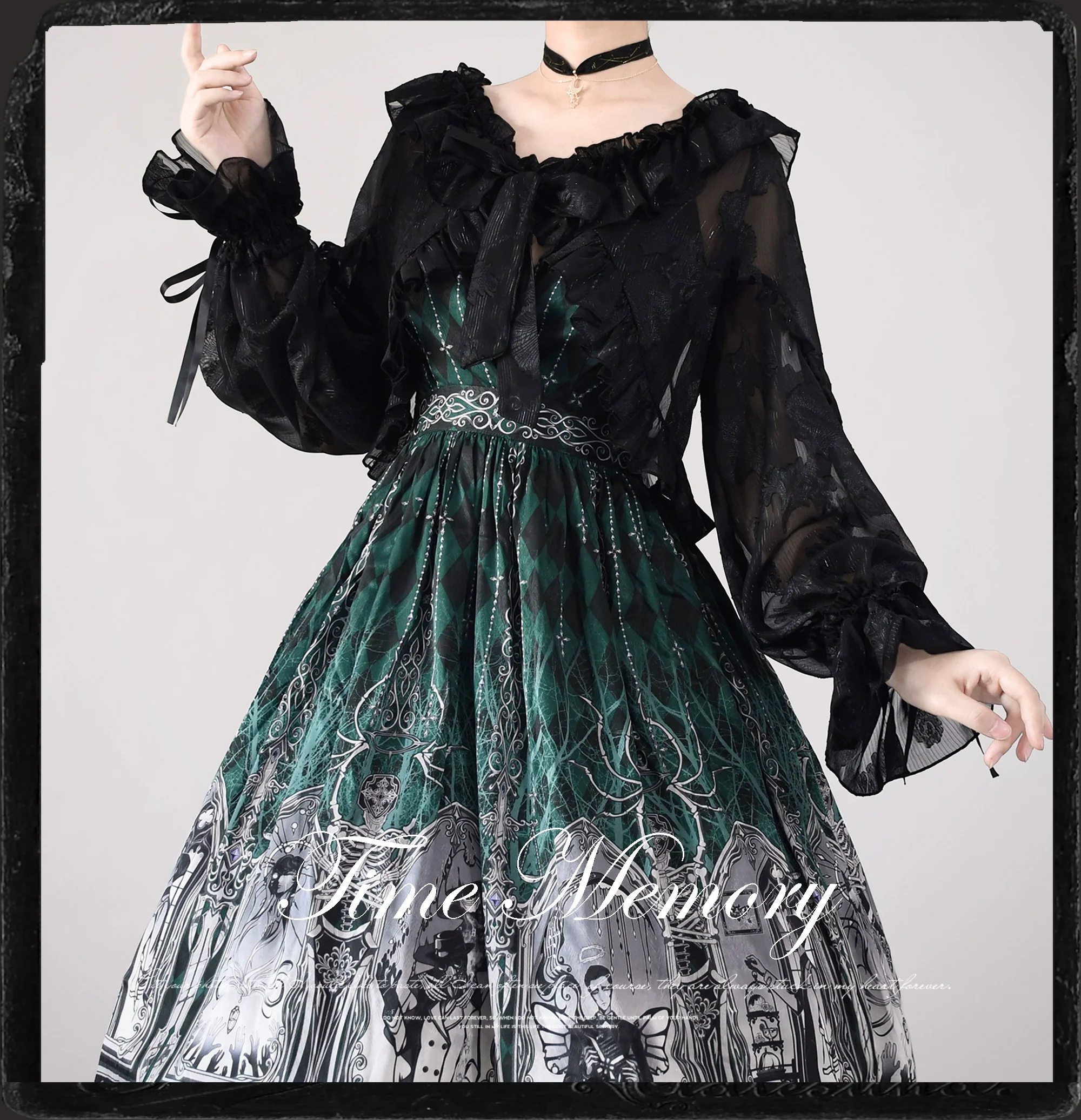 Xianbei - Sweet Lolita Chiffon Lantern Sleeve Cardigan with Bow - Image 13