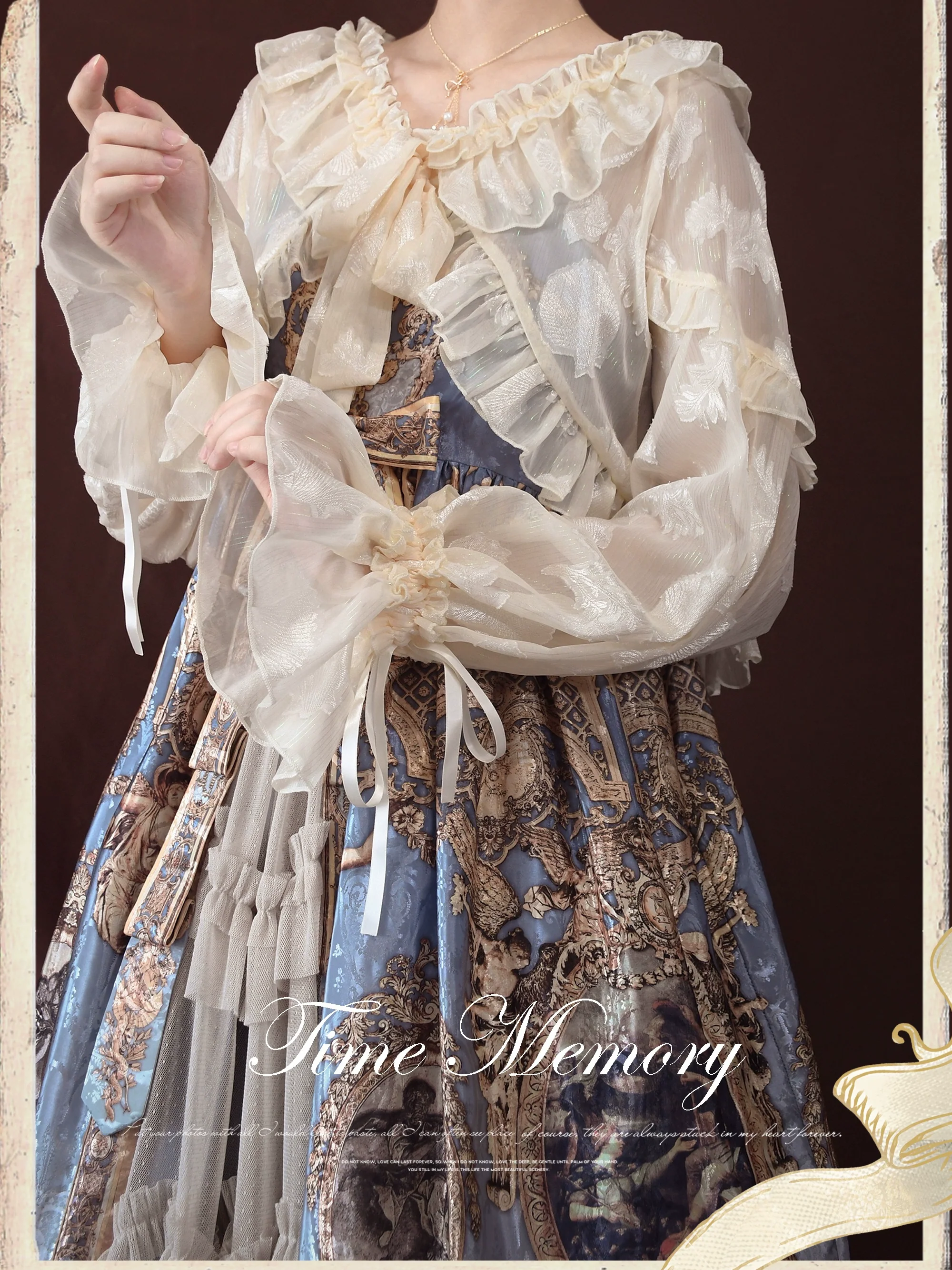 Xianbei - Sweet Lolita Chiffon Lantern Sleeve Cardigan with Bow - Image 19