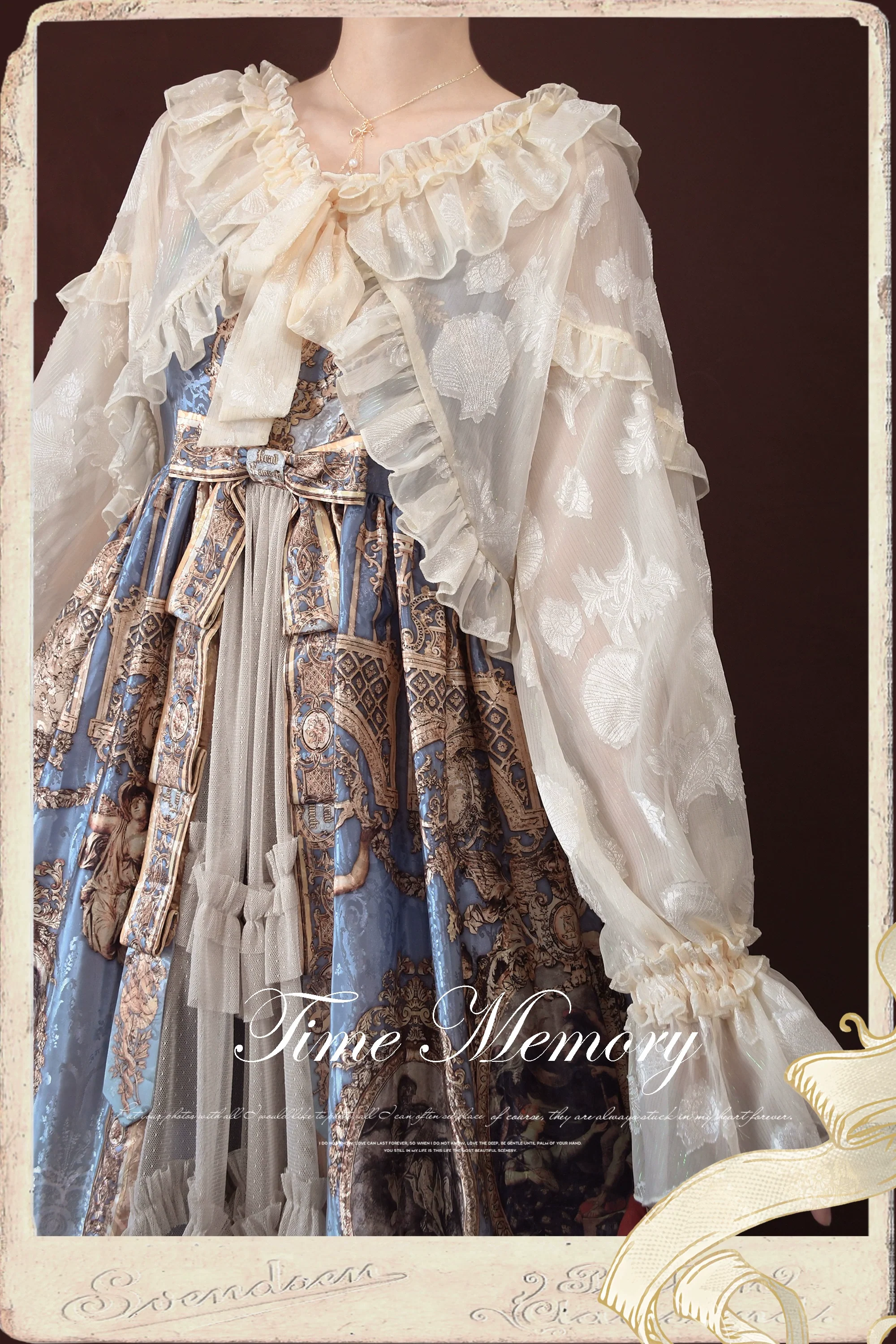 Xianbei - Sweet Lolita Chiffon Lantern Sleeve Cardigan with Bow - Image 20