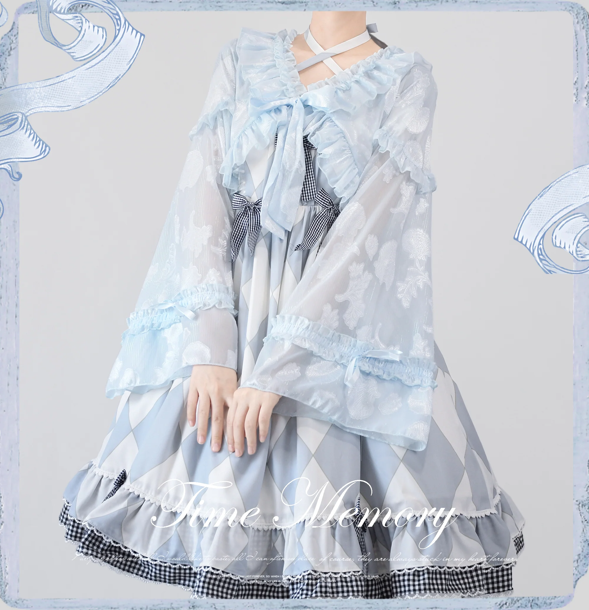 Xianbei - Sweet Lolita Chiffon Lantern Sleeve Cardigan with Bow - Image 21