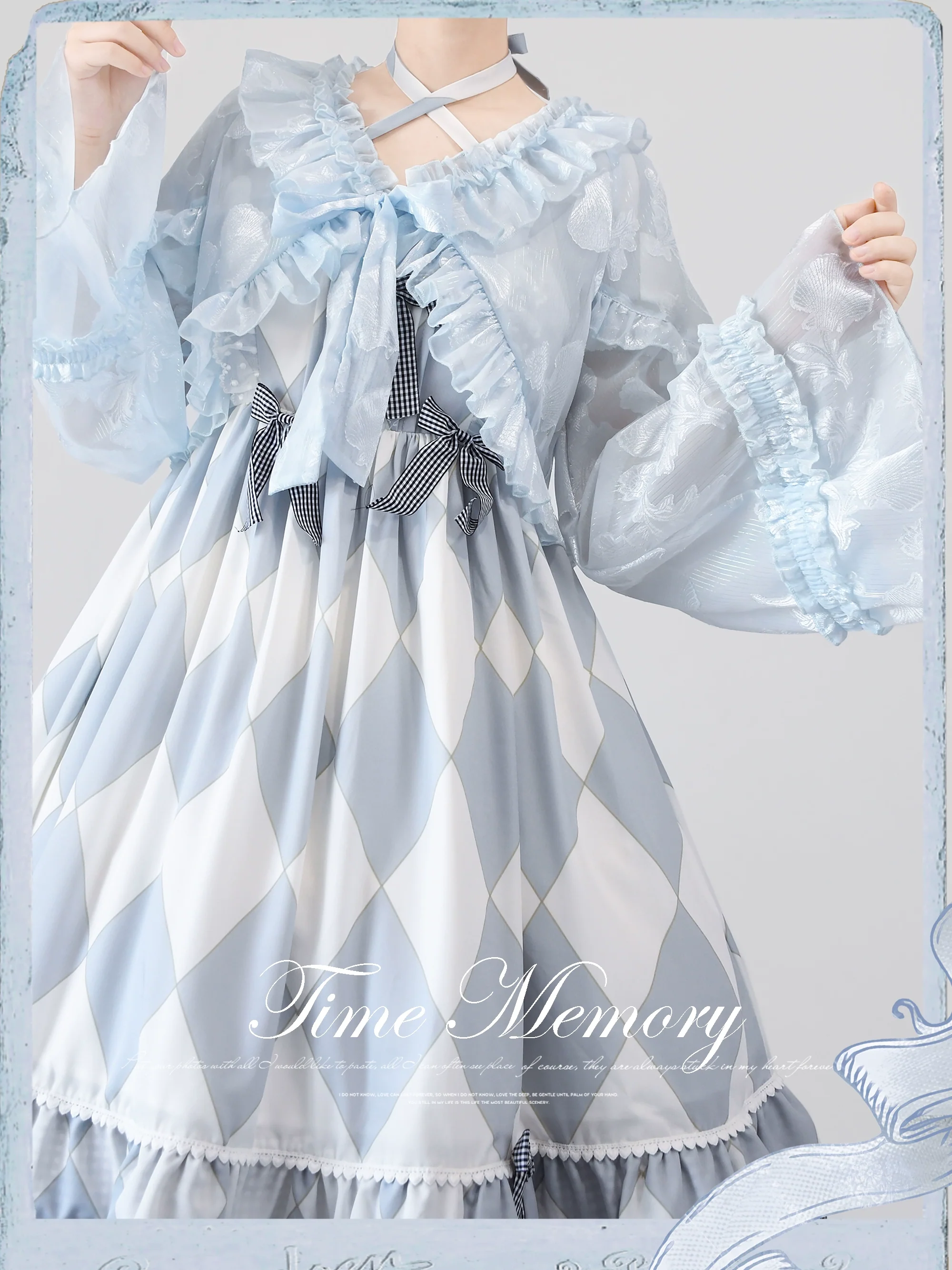 Xianbei - Sweet Lolita Chiffon Lantern Sleeve Cardigan with Bow - Image 22