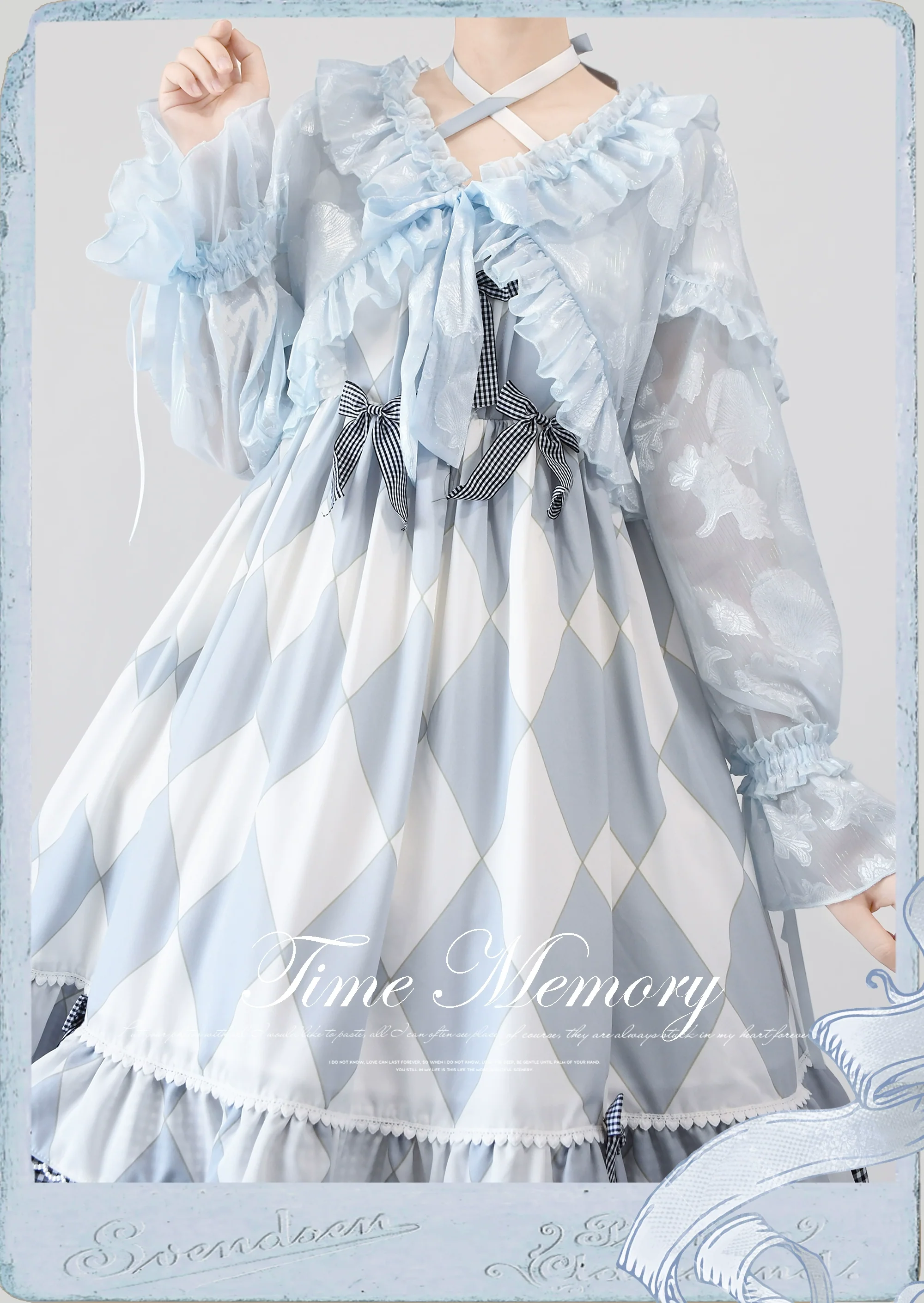 Xianbei - Sweet Lolita Chiffon Lantern Sleeve Cardigan with Bow - Image 23