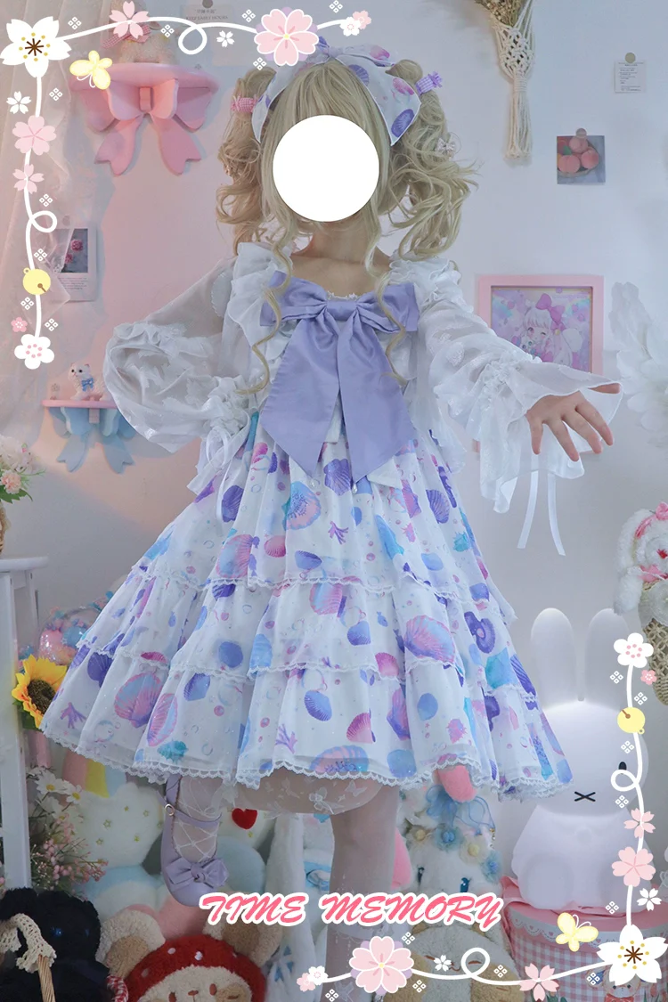 Xianbei - Sweet Lolita Chiffon Lantern Sleeve Cardigan with Bow - Image 25