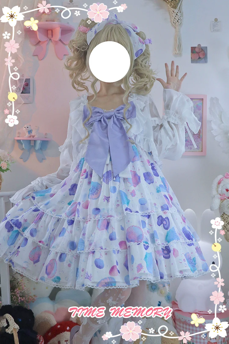 Xianbei - Sweet Lolita Chiffon Lantern Sleeve Cardigan with Bow - Image 26