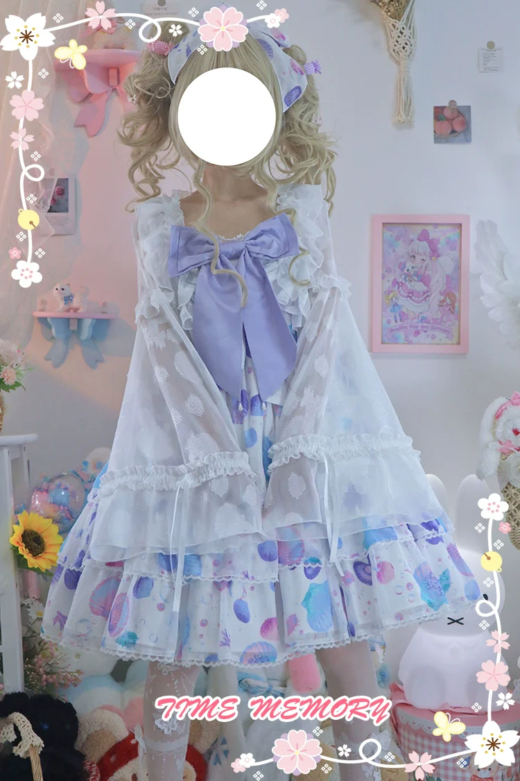 Xianbei - Sweet Lolita Chiffon Lantern Sleeve Cardigan with Bow - Image 27