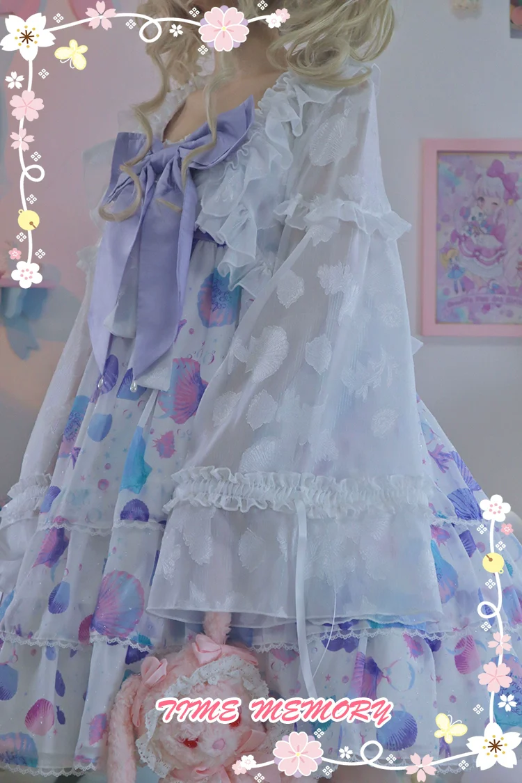 Xianbei - Sweet Lolita Chiffon Lantern Sleeve Cardigan with Bow - Image 28