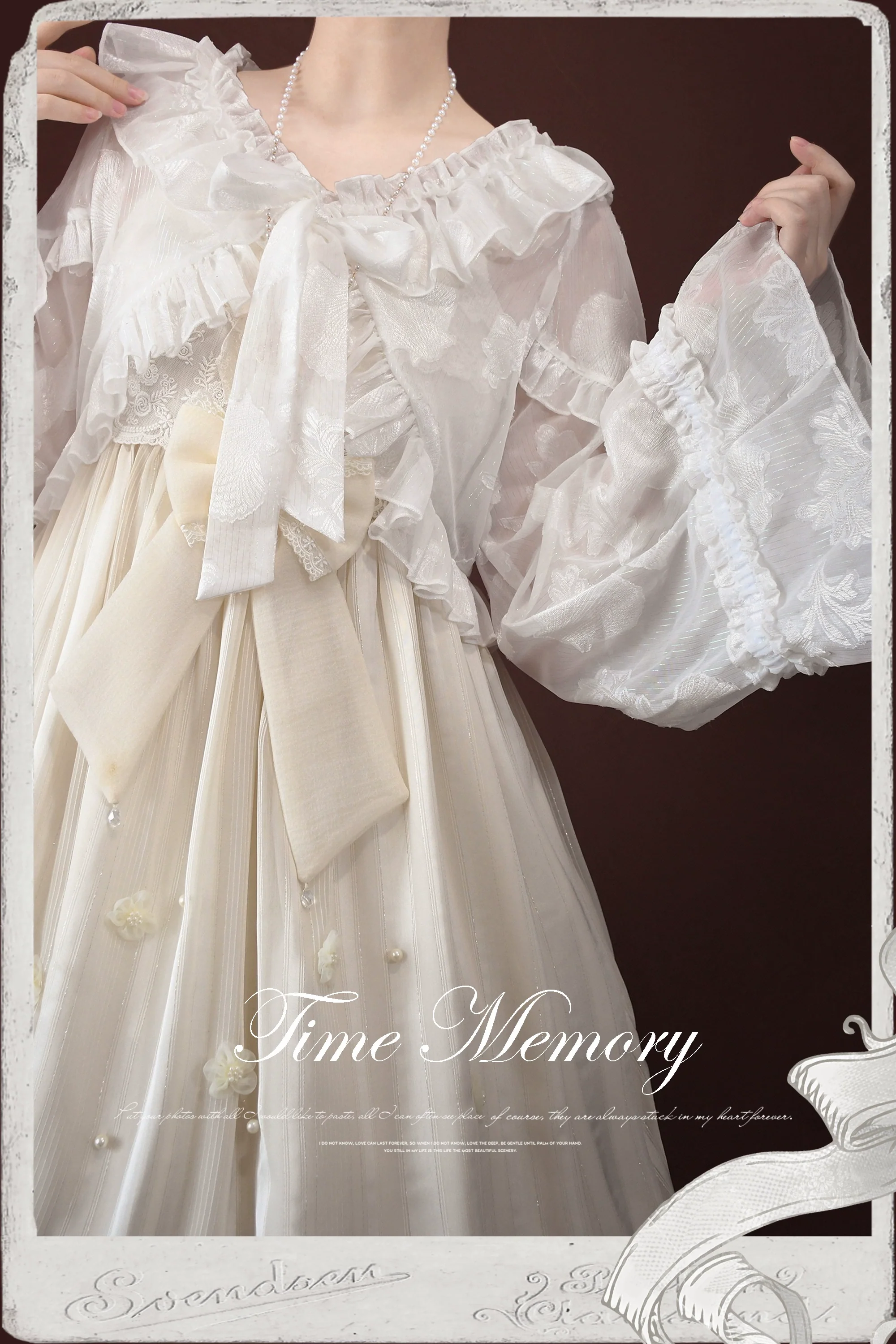 Xianbei - Sweet Lolita Chiffon Lantern Sleeve Cardigan with Bow - Image 3