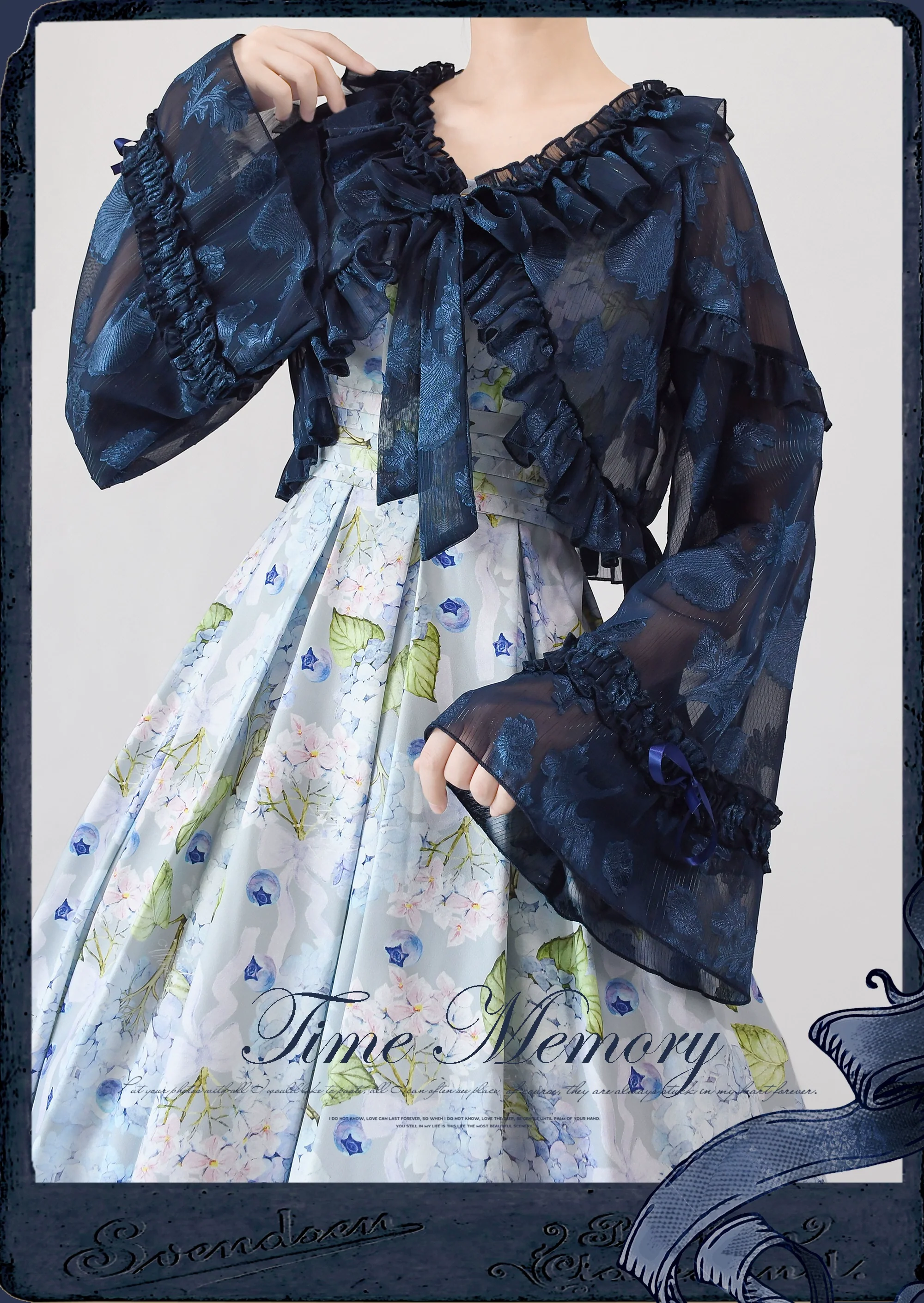 Xianbei - Sweet Lolita Chiffon Lantern Sleeve Cardigan with Bow - Image 30