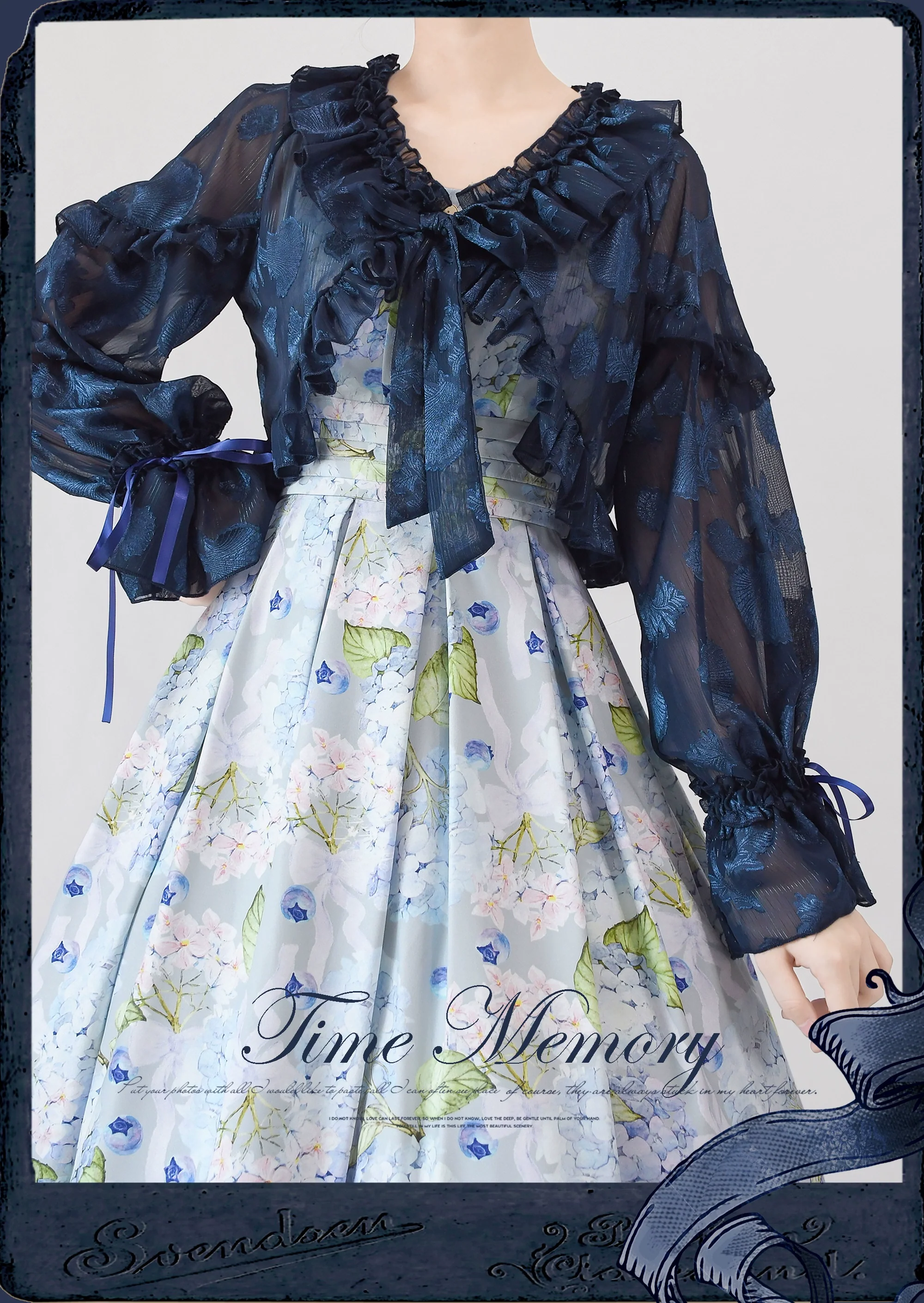 Xianbei - Sweet Lolita Chiffon Lantern Sleeve Cardigan with Bow - Image 31