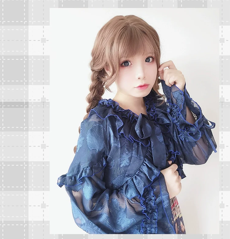 Xianbei - Sweet Lolita Chiffon Lantern Sleeve Cardigan with Bow - Image 33