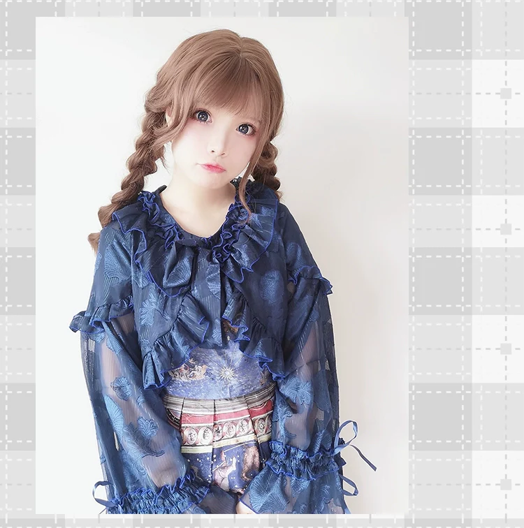 Xianbei - Sweet Lolita Chiffon Lantern Sleeve Cardigan with Bow - Image 34