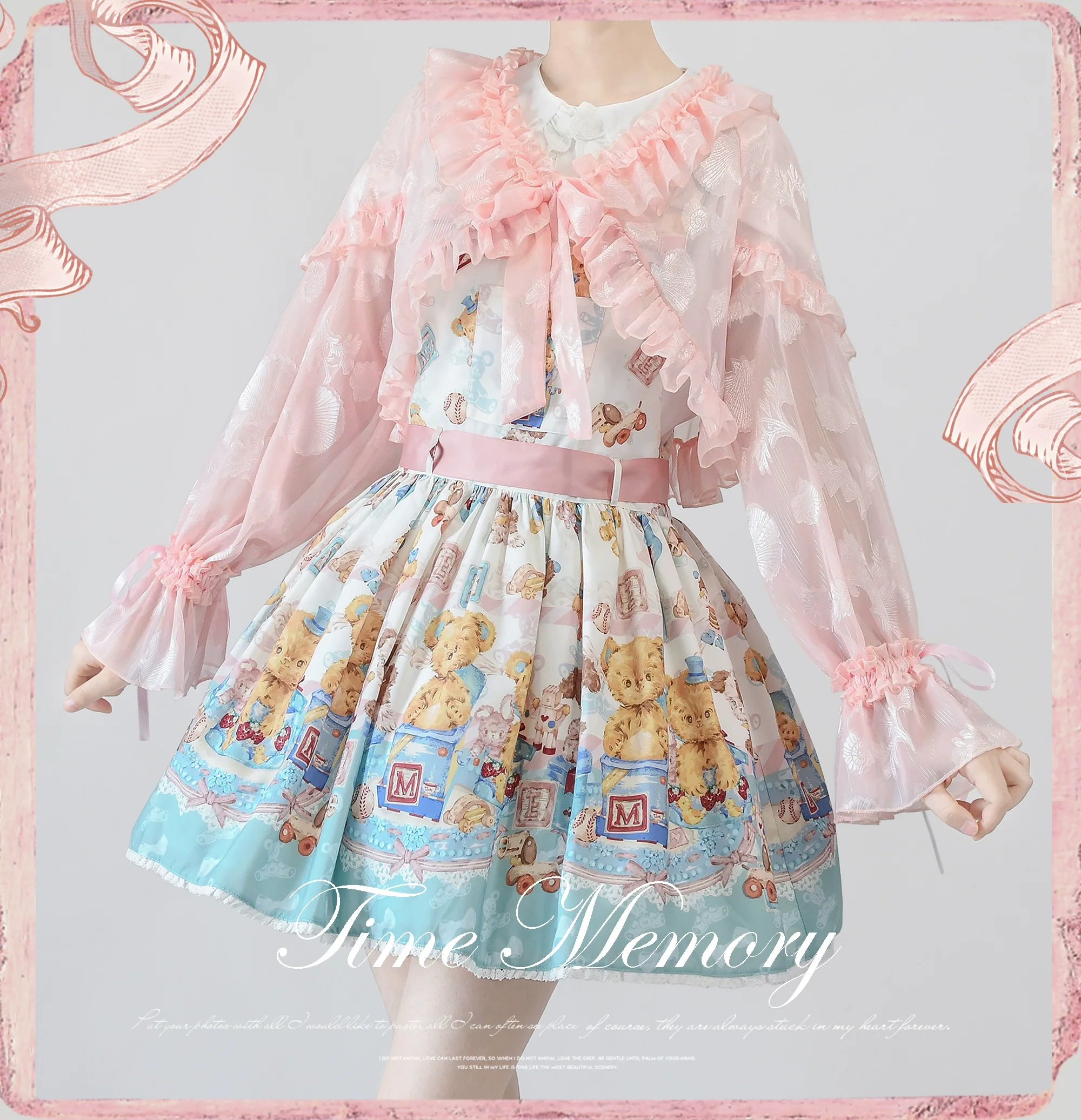 Xianbei - Sweet Lolita Chiffon Lantern Sleeve Cardigan with Bow - Image 35