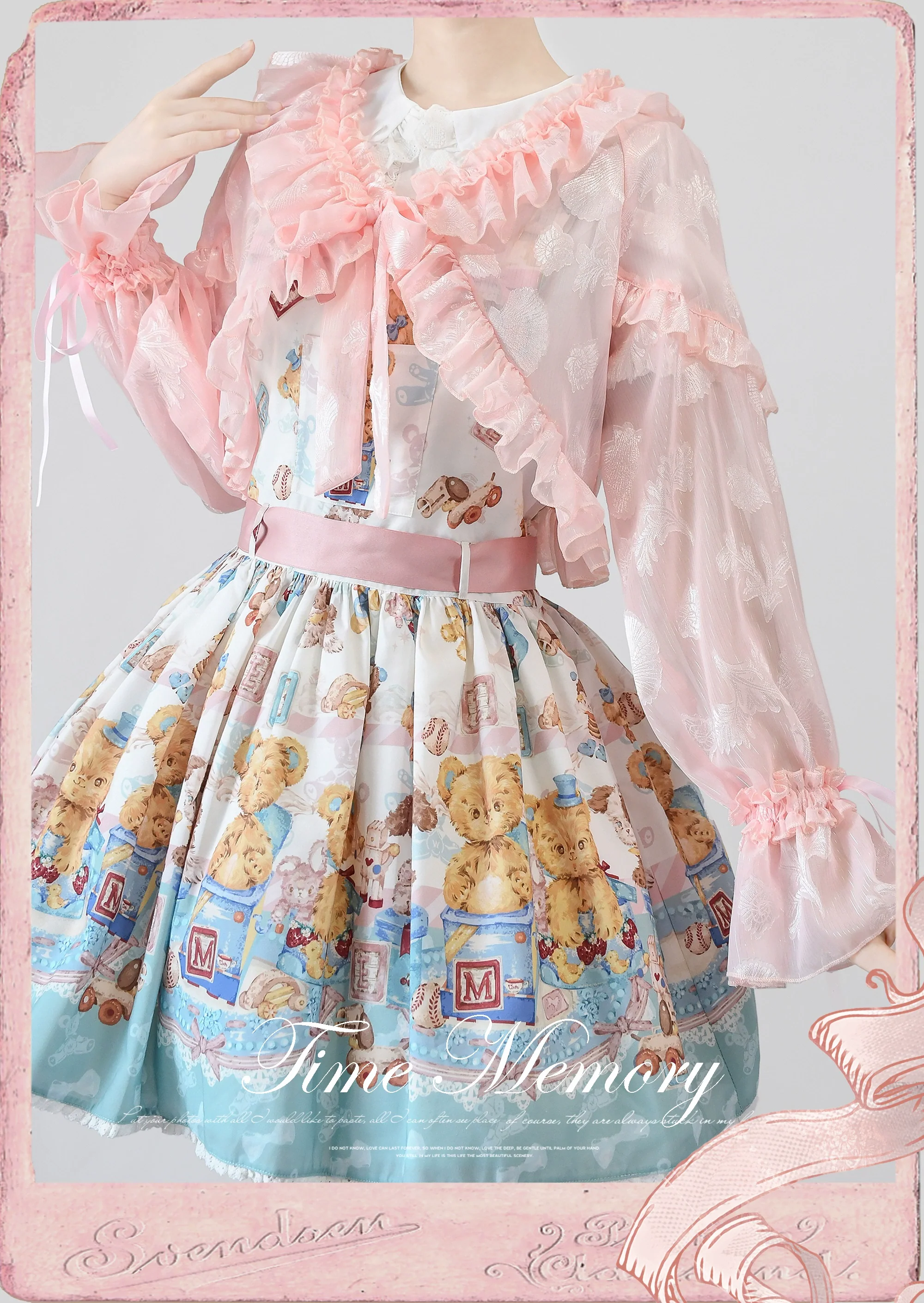 Xianbei - Sweet Lolita Chiffon Lantern Sleeve Cardigan with Bow - Image 36