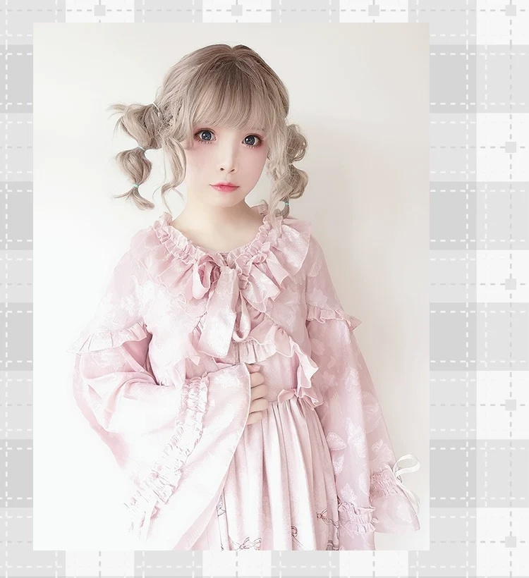 Xianbei - Sweet Lolita Chiffon Lantern Sleeve Cardigan with Bow - Image 39