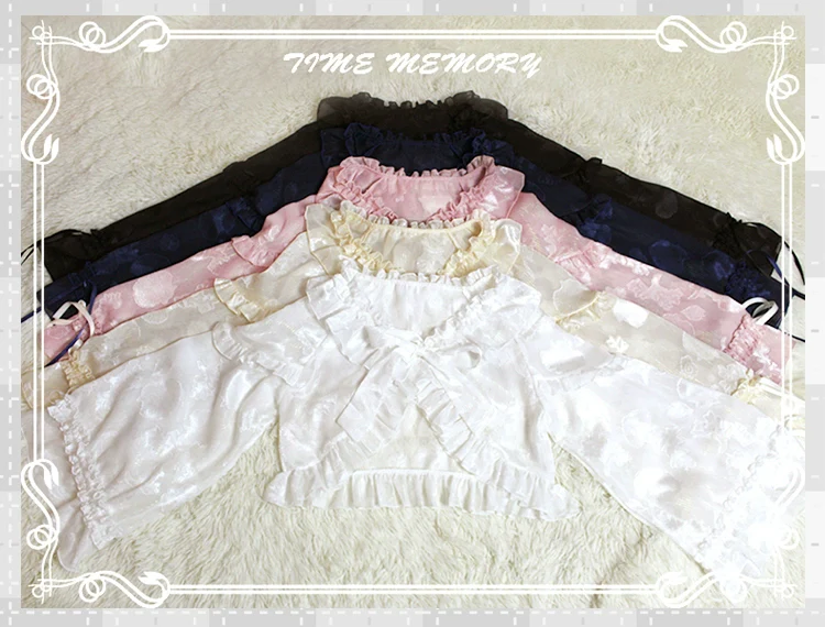 Xianbei - Sweet Lolita Chiffon Lantern Sleeve Cardigan with Bow - Image 40