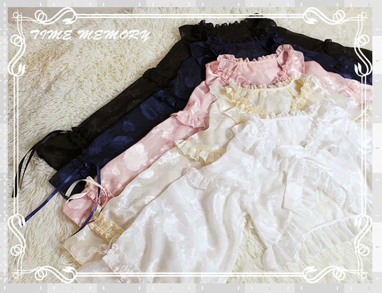 Xianbei - Sweet Lolita Chiffon Lantern Sleeve Cardigan with Bow - Image 42