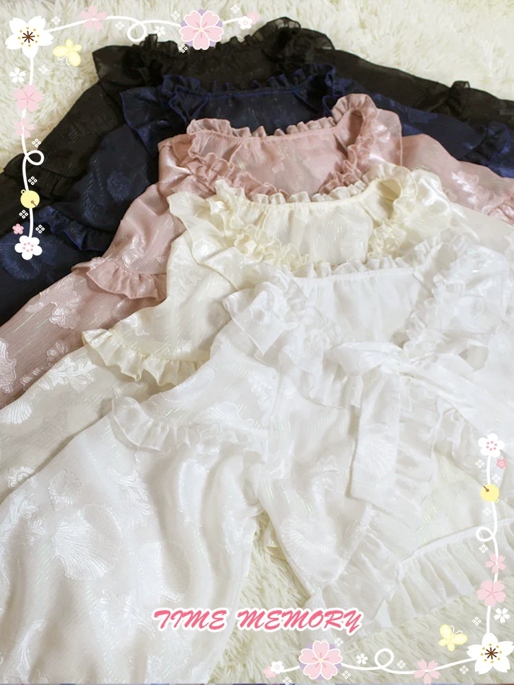 Xianbei - Sweet Lolita Chiffon Lantern Sleeve Cardigan with Bow - Image 43