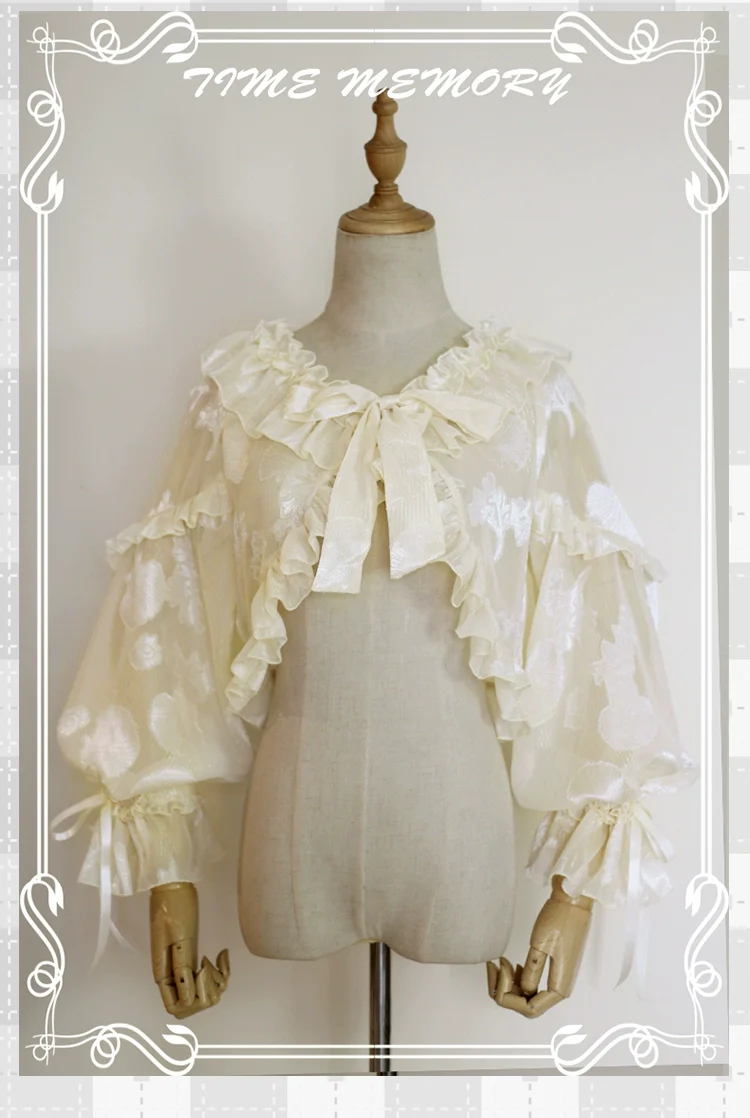 Xianbei - Sweet Lolita Chiffon Lantern Sleeve Cardigan with Bow - Image 47