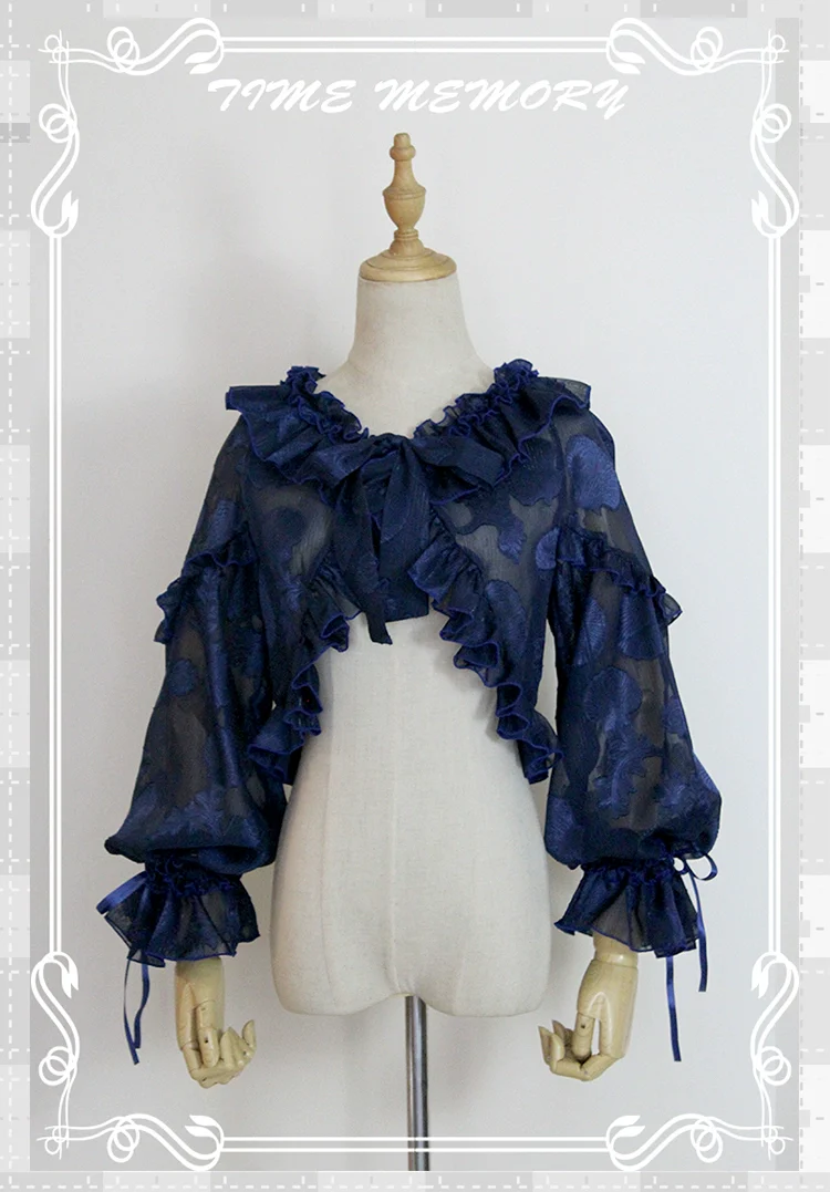 Xianbei - Sweet Lolita Chiffon Lantern Sleeve Cardigan with Bow - Image 52