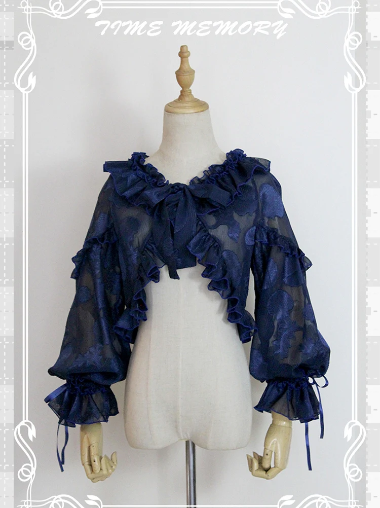 Xianbei - Sweet Lolita Chiffon Lantern Sleeve Cardigan with Bow - Image 53
