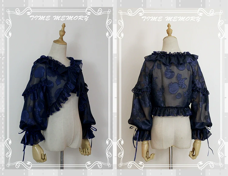 Xianbei - Sweet Lolita Chiffon Lantern Sleeve Cardigan with Bow - Image 62