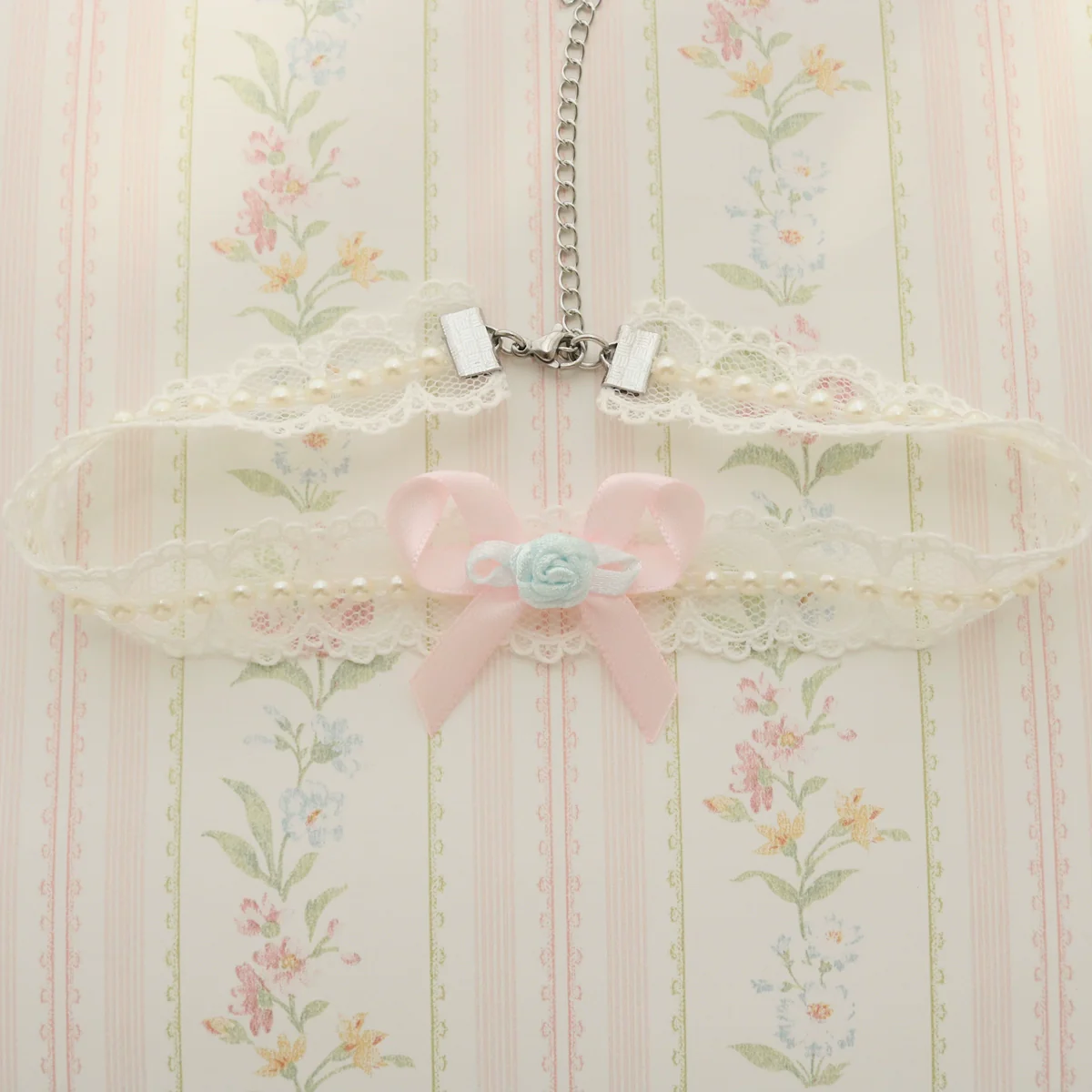 Creamy Bubbles - Sweet Lolita Choker Vintage Lace Rose Handmade Necklace - Image 42