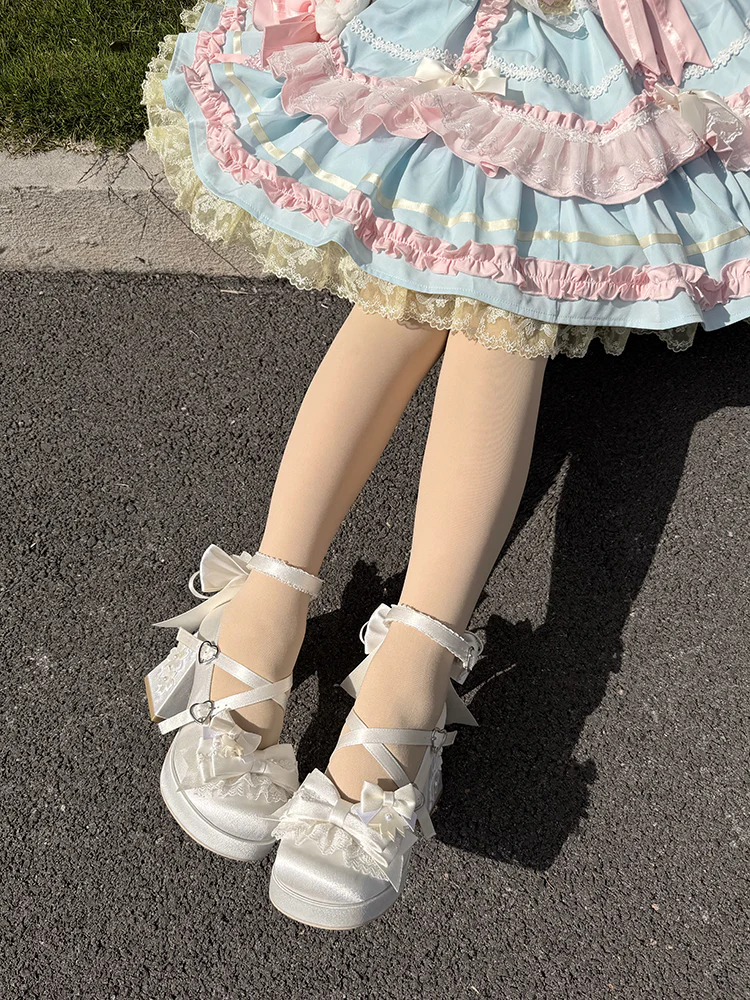 Sakura Oath - Sweet Lolita Chunky Heel, 3D Floral Decoration - Image 12