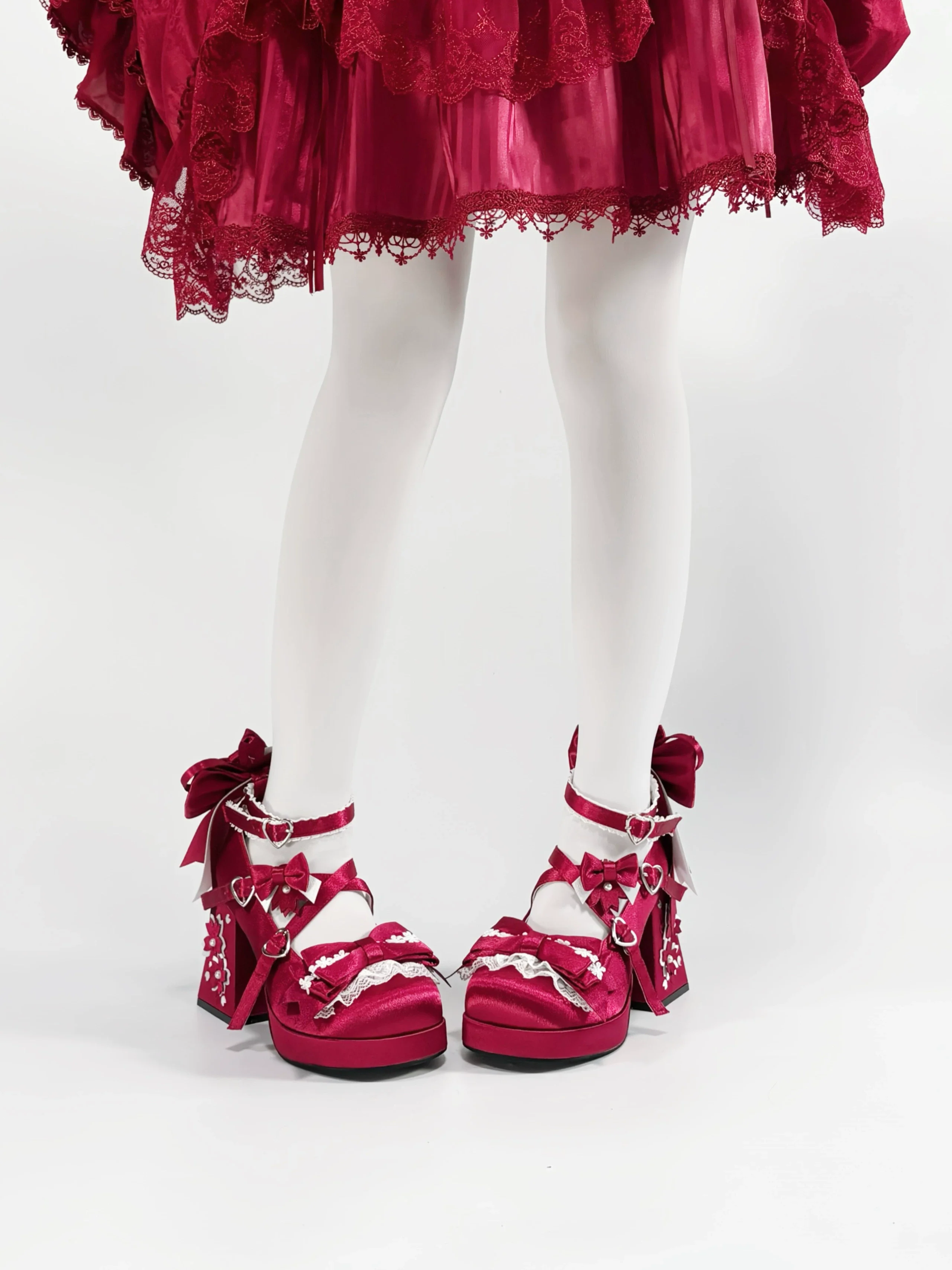 Sakura Oath - Sweet Lolita Chunky Heel, 3D Floral Decoration - Image 16