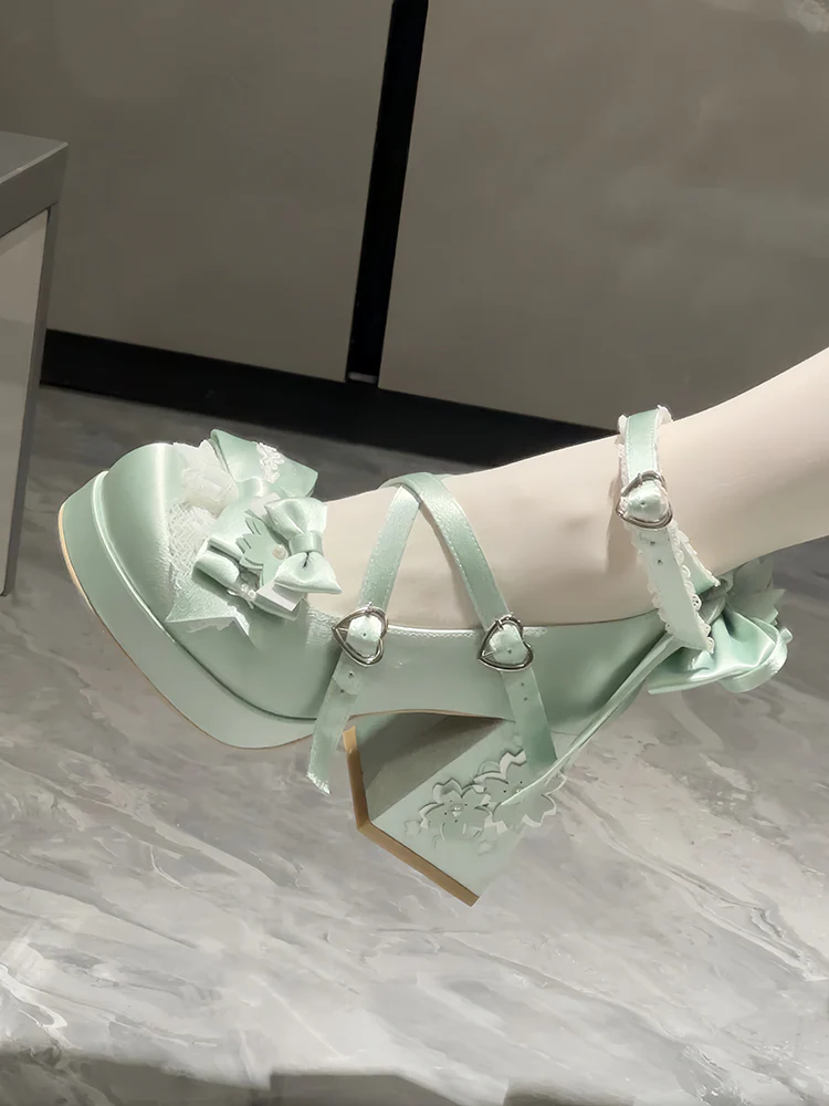 Sakura Oath - Sweet Lolita Chunky Heel, 3D Floral Decoration - Image 20