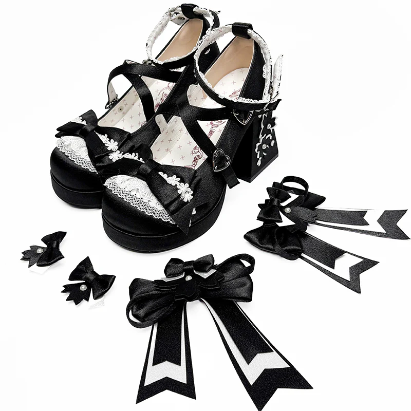 Sakura Oath - Sweet Lolita Chunky Heel, 3D Floral Decoration - Image 25