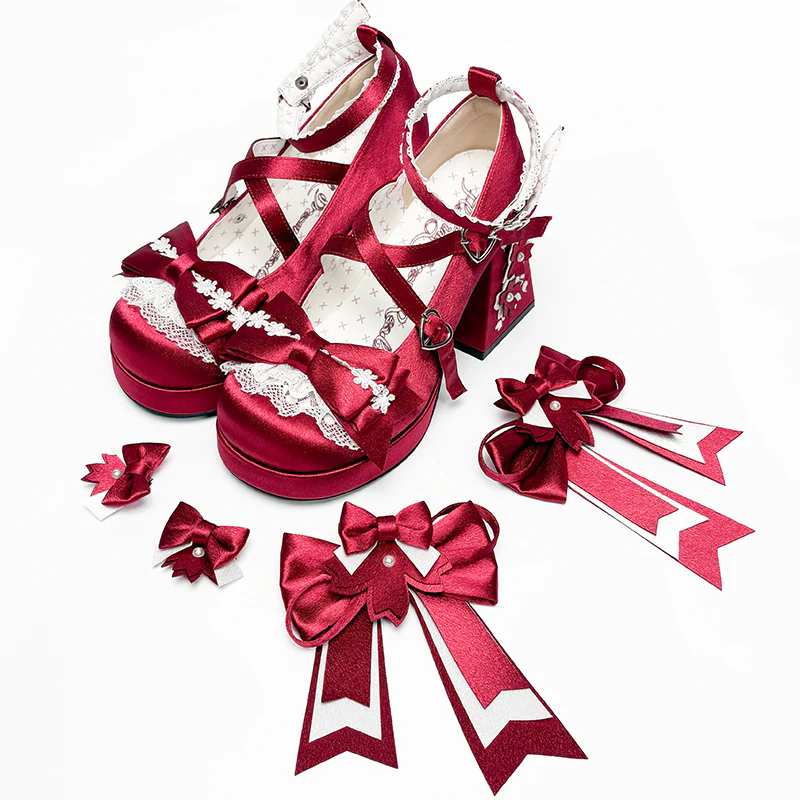 Sakura Oath - Sweet Lolita Chunky Heel, 3D Floral Decoration - Image 26