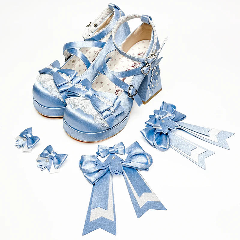 Sakura Oath - Sweet Lolita Chunky Heel, 3D Floral Decoration - Image 29